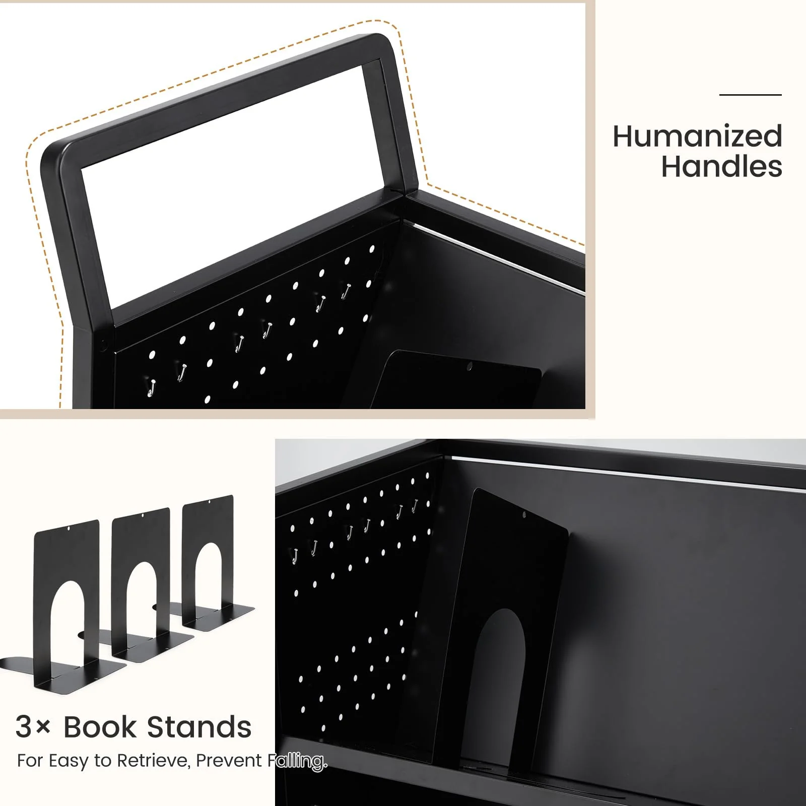AECOJOY Book Cart with Wheels, 352LBS Rolling Bookshelf Utility Cart with V-Shaped Shelves