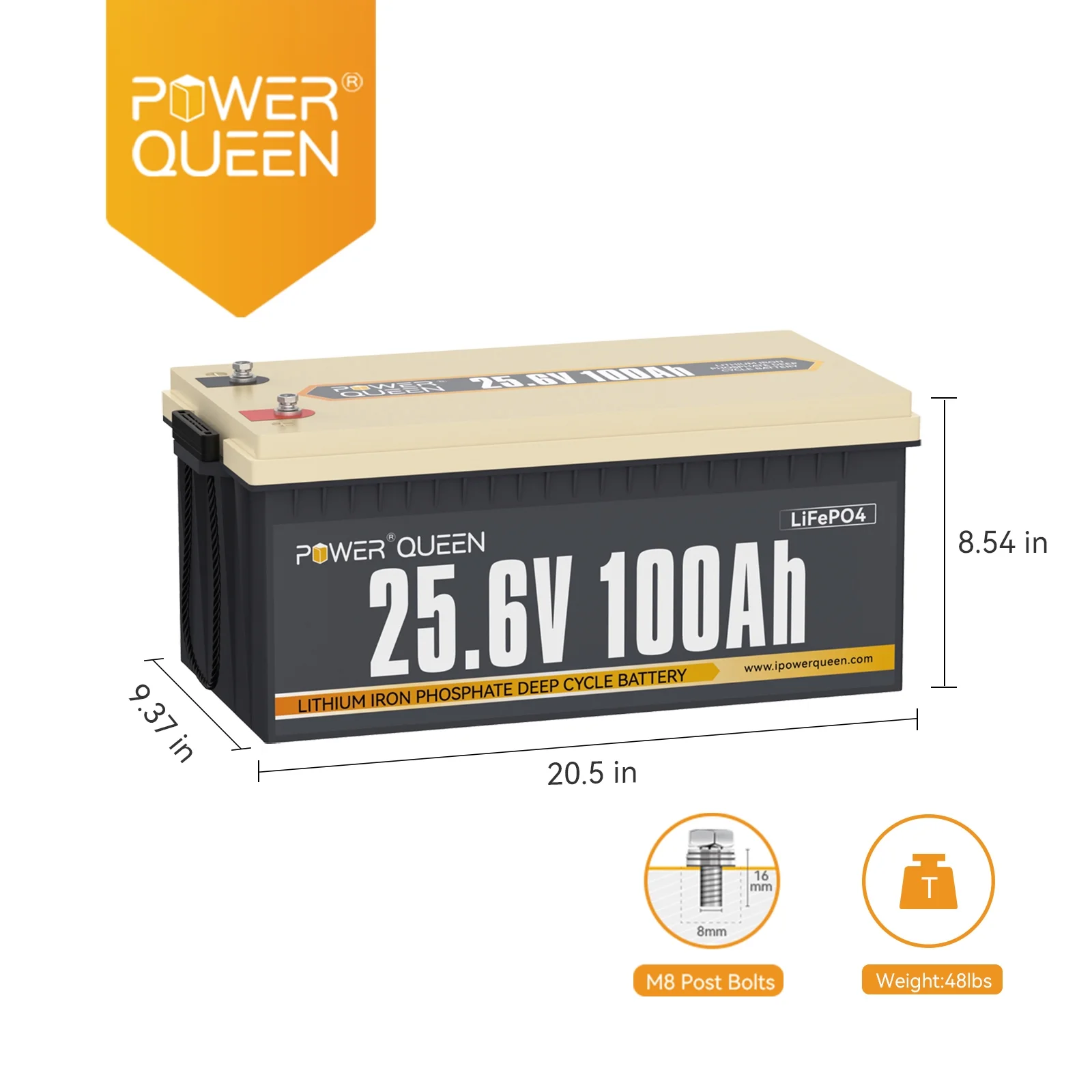 24V 100Ah LiFePO4 Lithium Battery Deep Cycle BMS for Solar, RV,off-Grid - Image 2