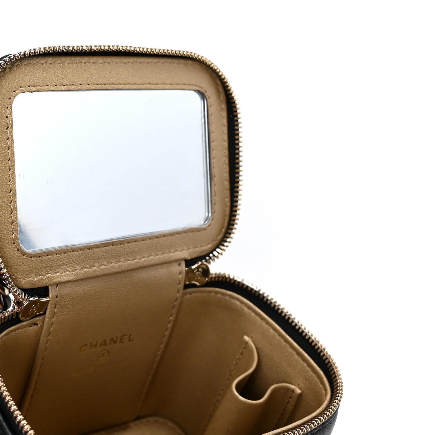 Lambskin Quilted Mini CC Crush Vanity Case With Chain Black