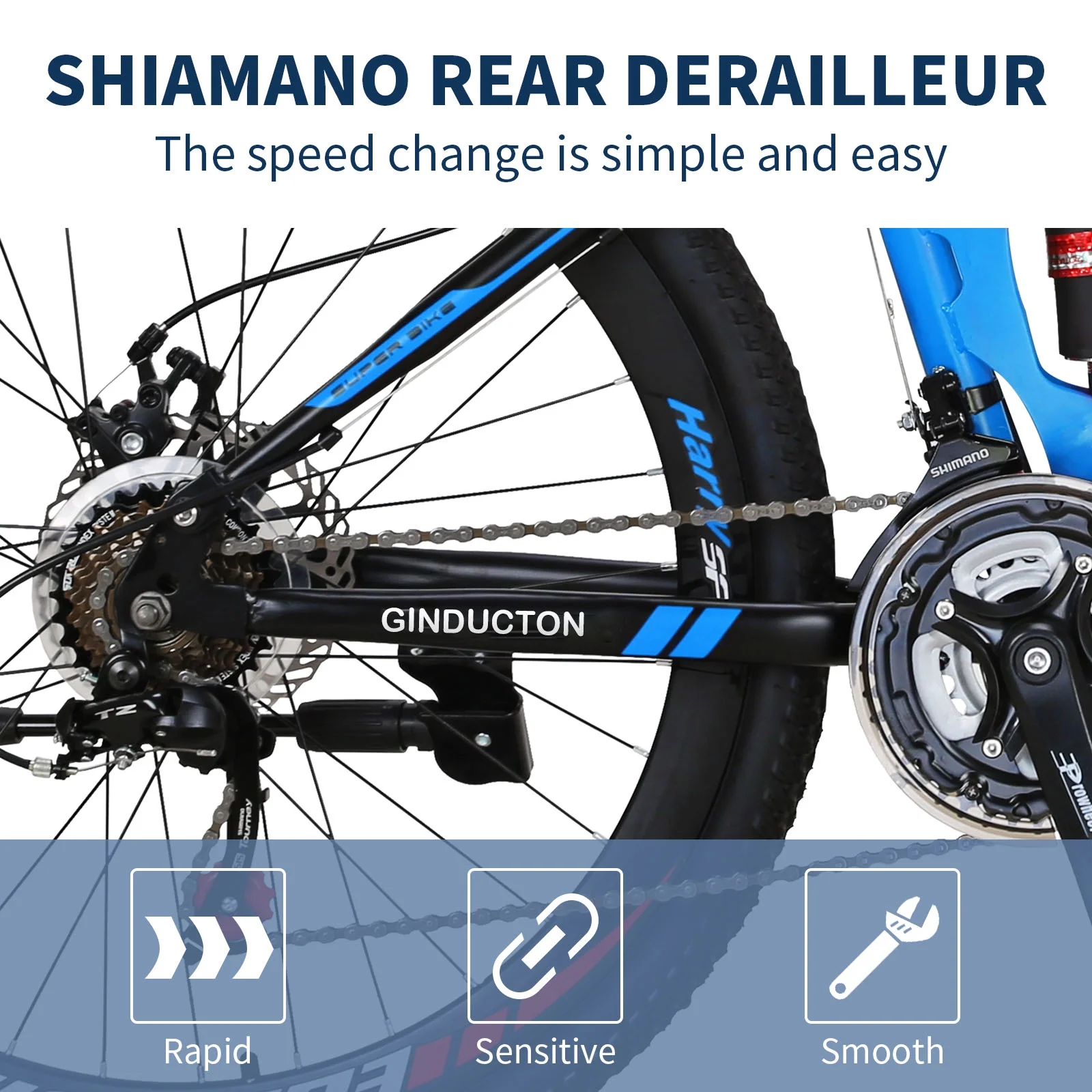 26”Full Suspension Folding Mountain Bike 21 Speed 17" Foldable Frame Bicycle Men or Women MTB for Afult Blue(Blue) - Image 6