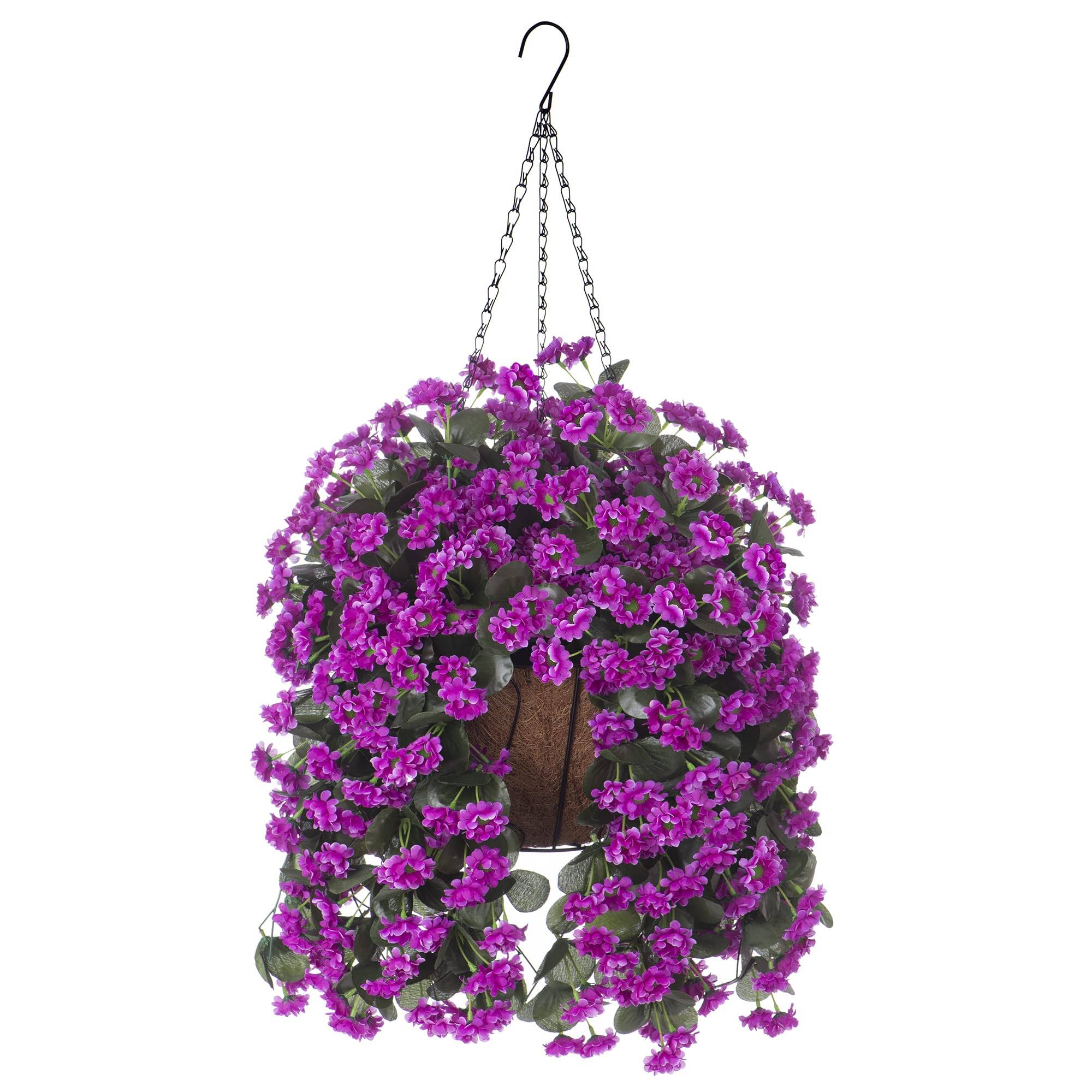 INXUGAO Hanging Baskets Artificial Flowers for Outdoor Interior Decor, Artificial Daisies Flowers Shrubs Flowers Plants with Baskets for Home Porch