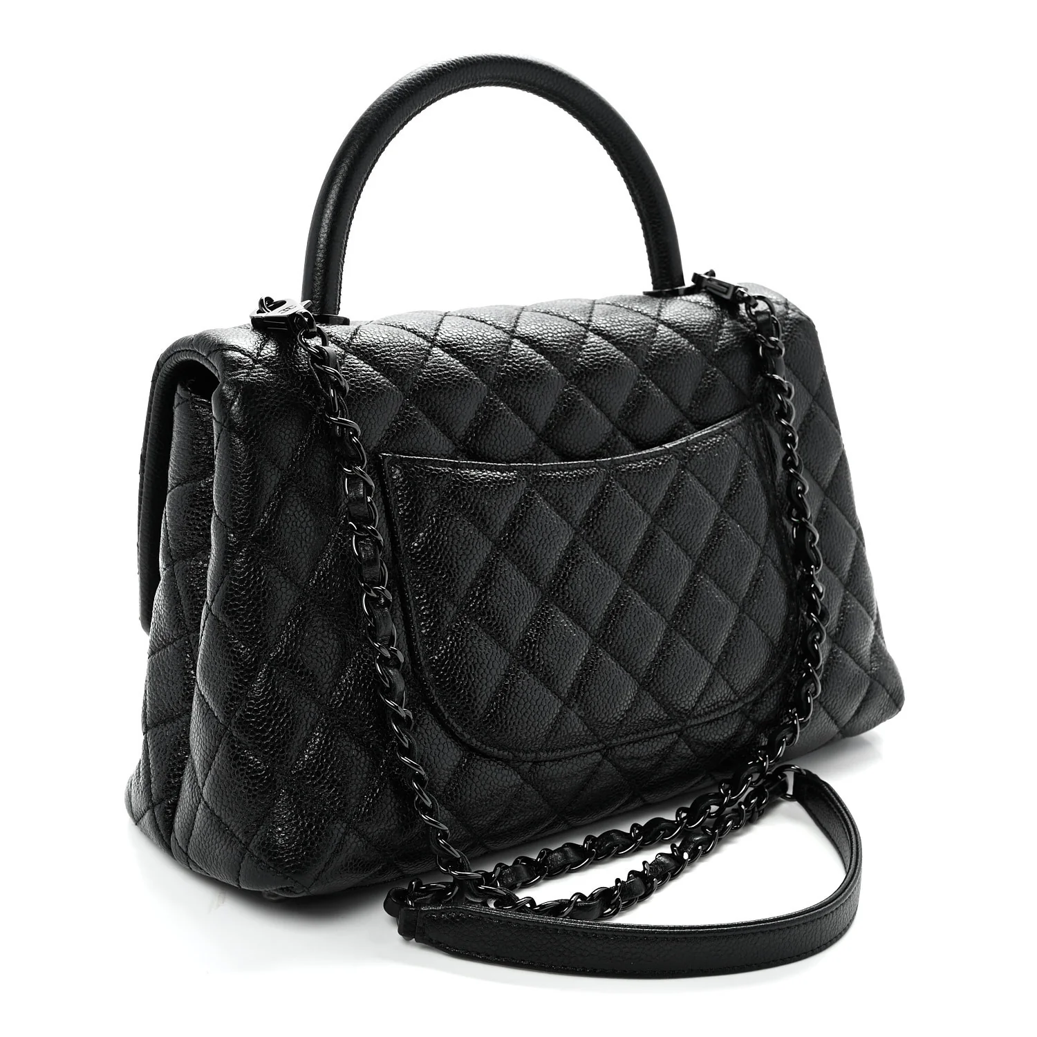 Caviar Quilted Small Coco Handle Flap So Black