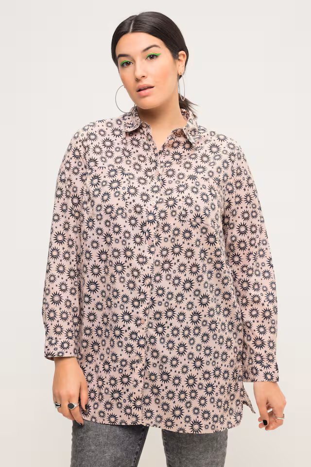 Sun Print Button-Down Blouse