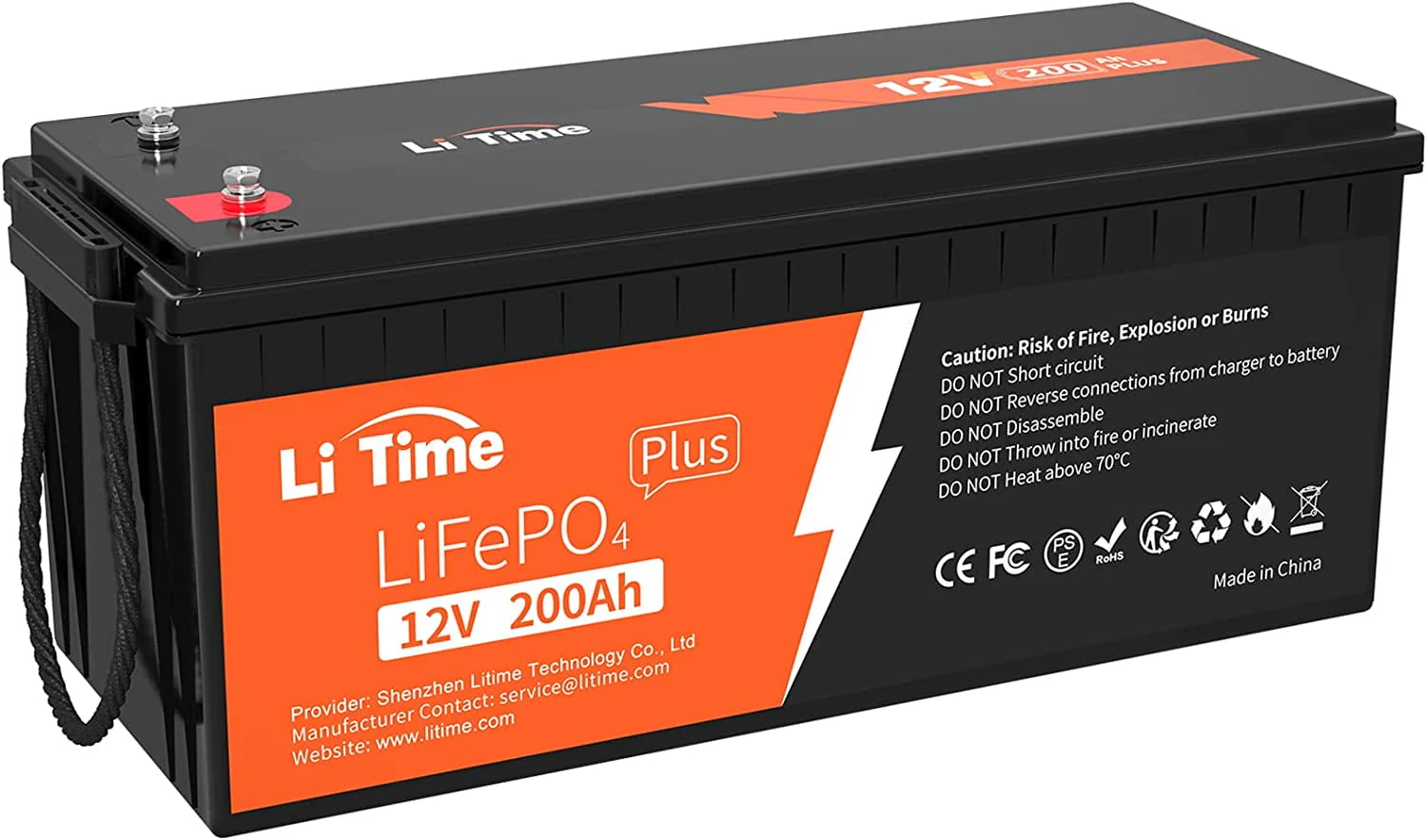 12V 200Ah PLUS Lithium LiFePO4 Battery, Max 2560W Power Output, 10-Year Lifetime, 200A BMS LiFePO4 Battery for RV, Solar, Off-Grid, Marine