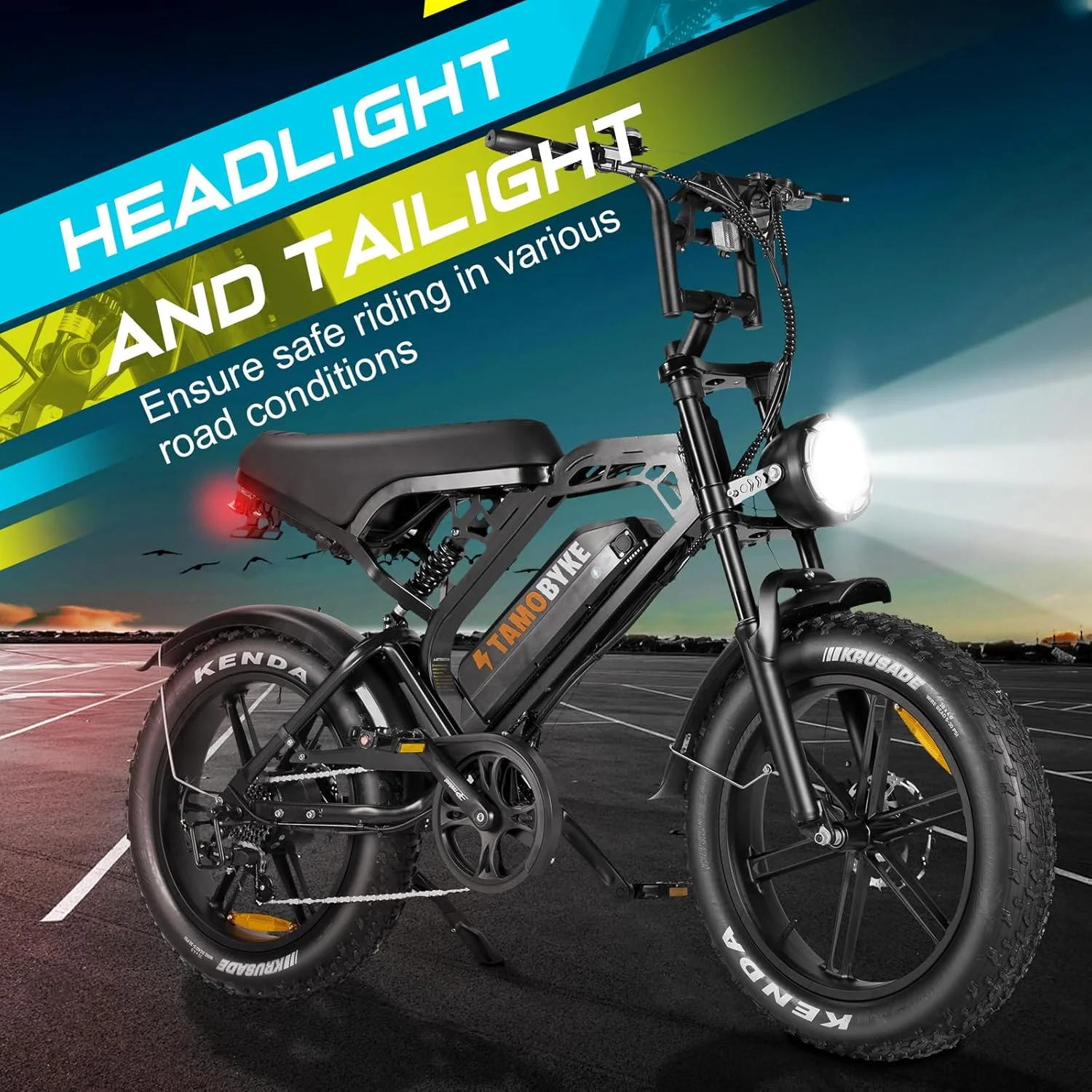 Electric Bike for Adults,Peak 1500W 28mph Mountain Ebike,48V 15.6AH 20" Fat Tire Electric Bicycle Full Suspension UL2849(V20-Black) - Image 8