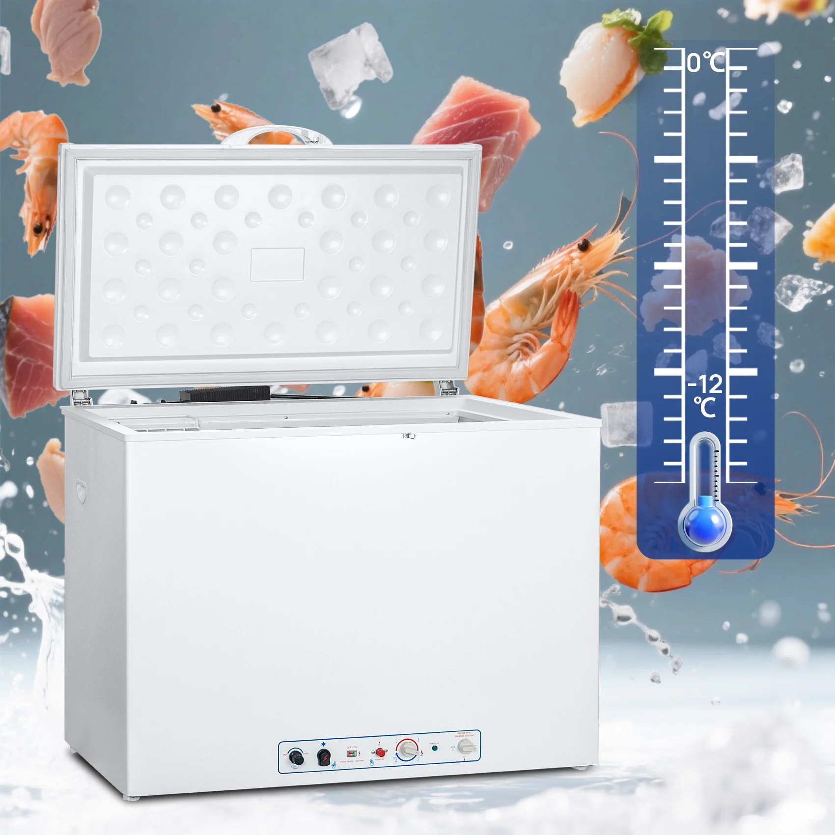 7 Cu ft Propane Chest Freezer, LPG/110V 2 Way Freezer Off Grid Lock and Top Door for Outdoor White - Image 4