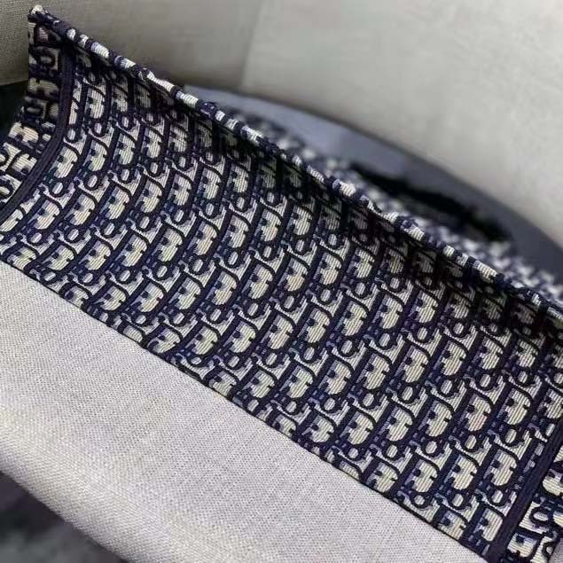 CD Unisex CD Large Book Tote Navy Blue CD Oblique Embroidery