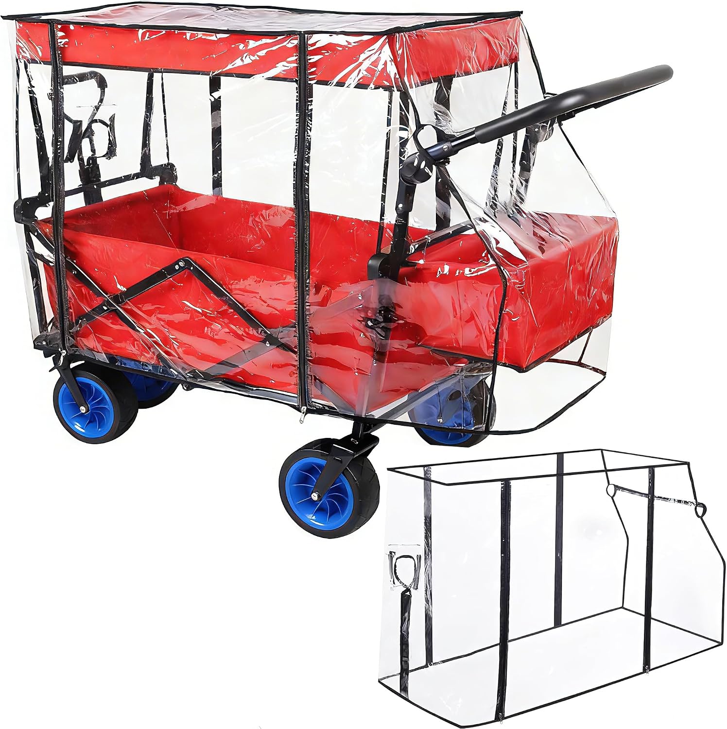 Universal Waterproof Wagon Cover, Two-Sided Zippers Rain Canopy