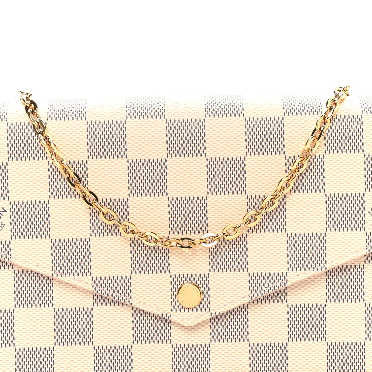 Damier Azur Pochette Felicie Chain Wallet Rose Ballerine