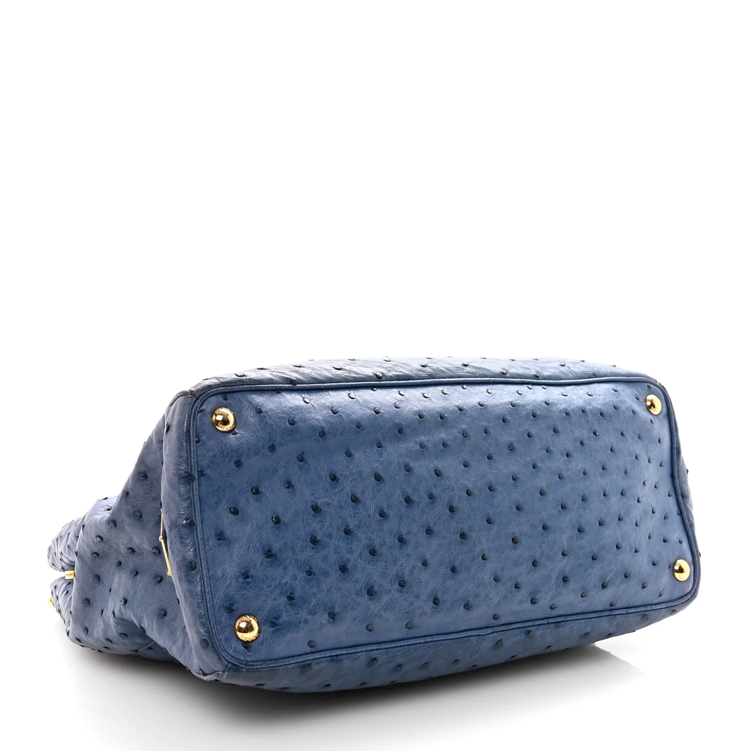 Ostrich Medium Galleria Double Zip Tote Cobalto
