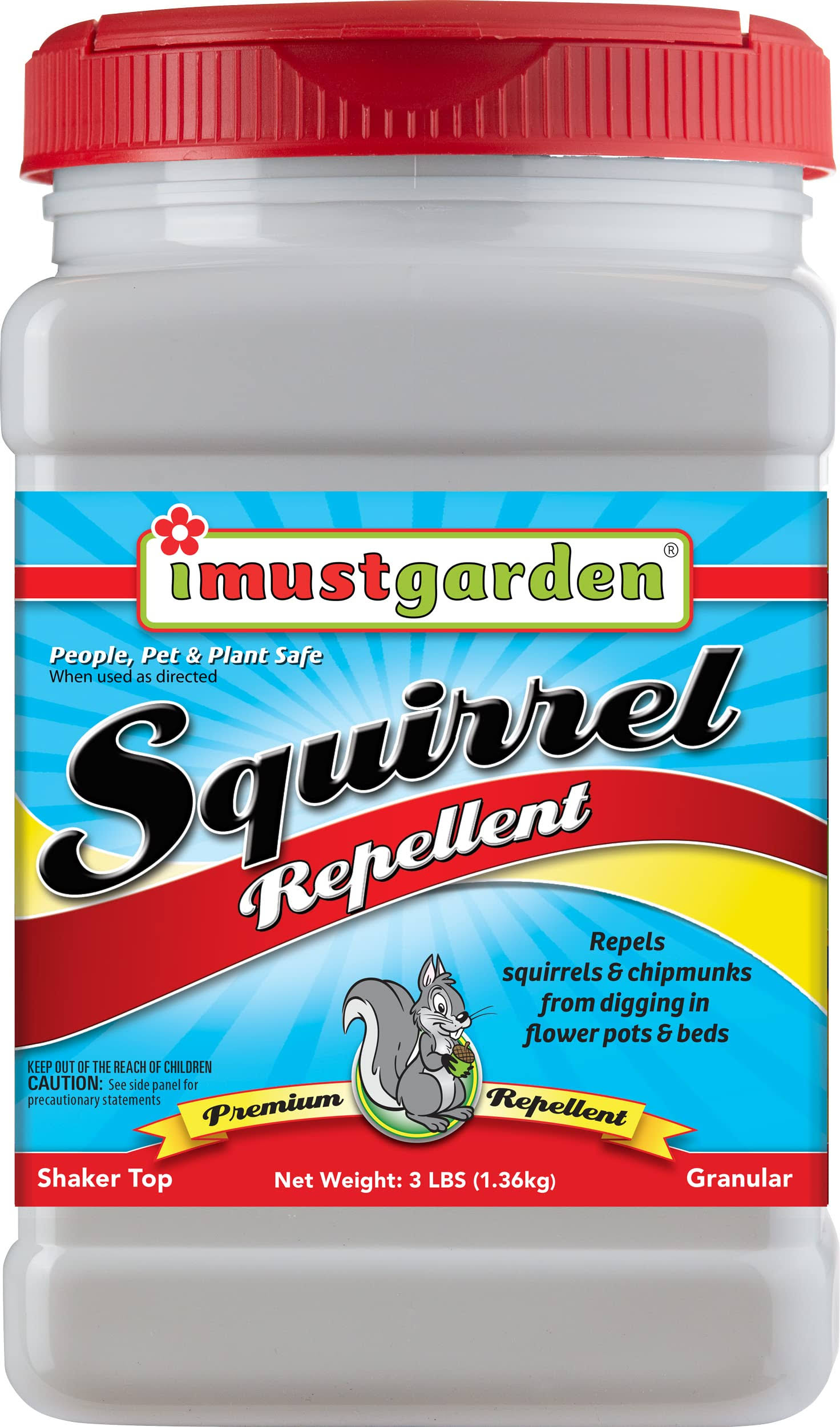 I Must Garden Squirrel Repellent - 3lb Granular - Stops Digging in Flower Pots & Beds