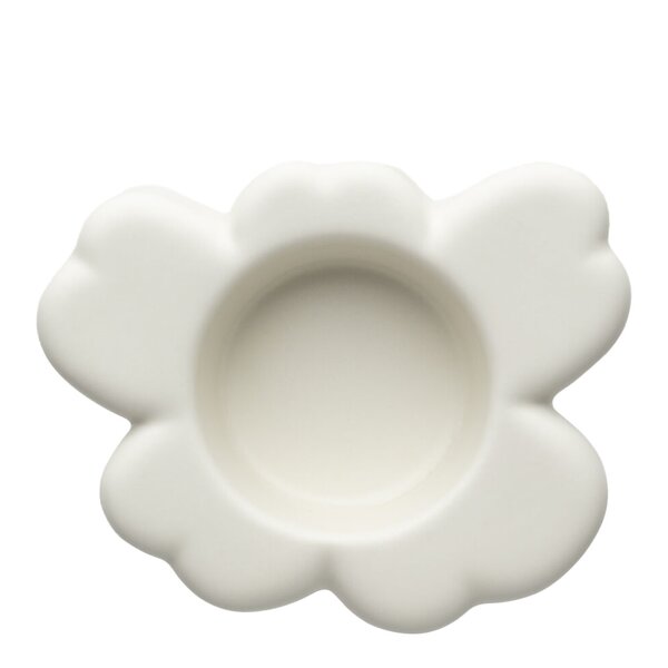 Unikko telysholder 10 cm blomsterform matt hvit
