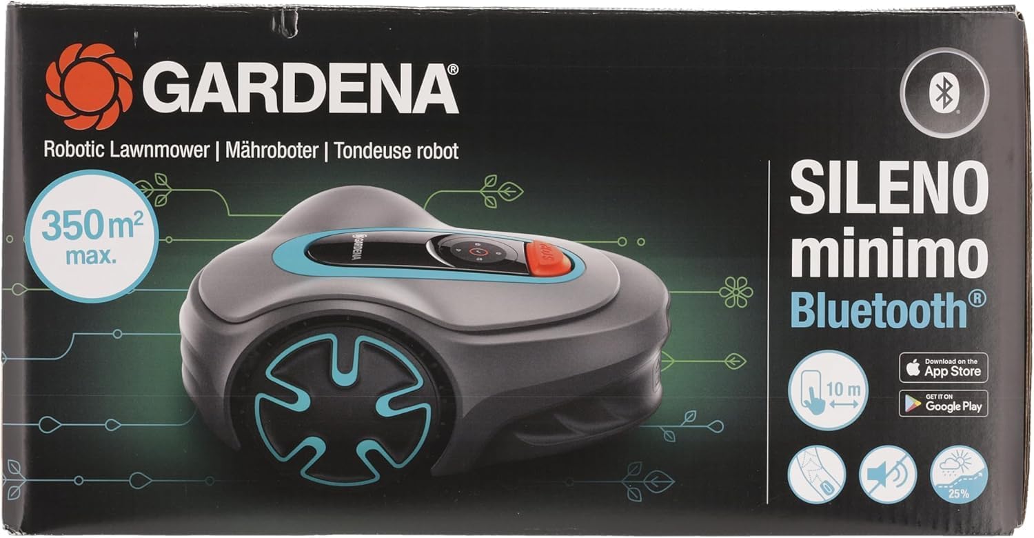 Gardena Robotmaaier SILENO minimo 500 m: intelligente grasmaaier met optimale connectiviteit, programmeerbaar met Gardena Bluetooth-app, DE-versie (15202-20)