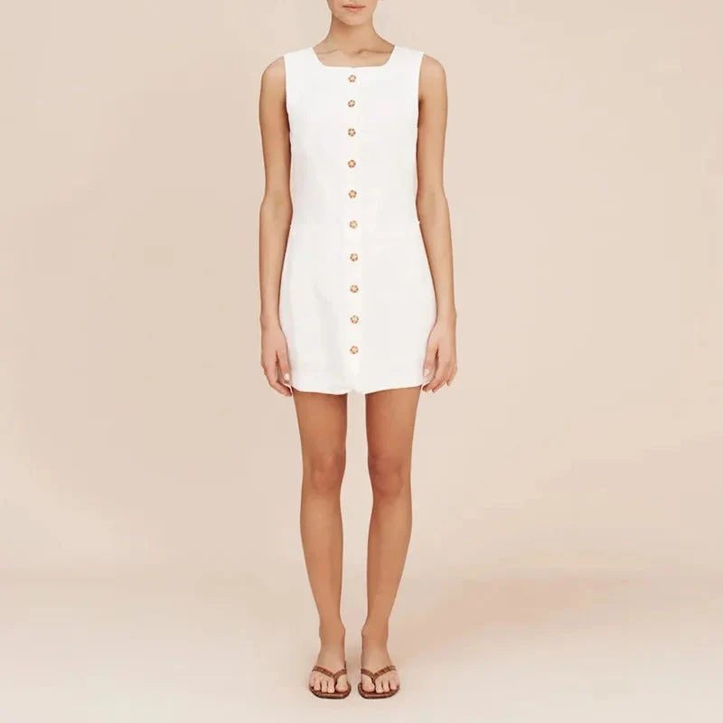 Sophie Paris | Robe droite sans manches à boutons
