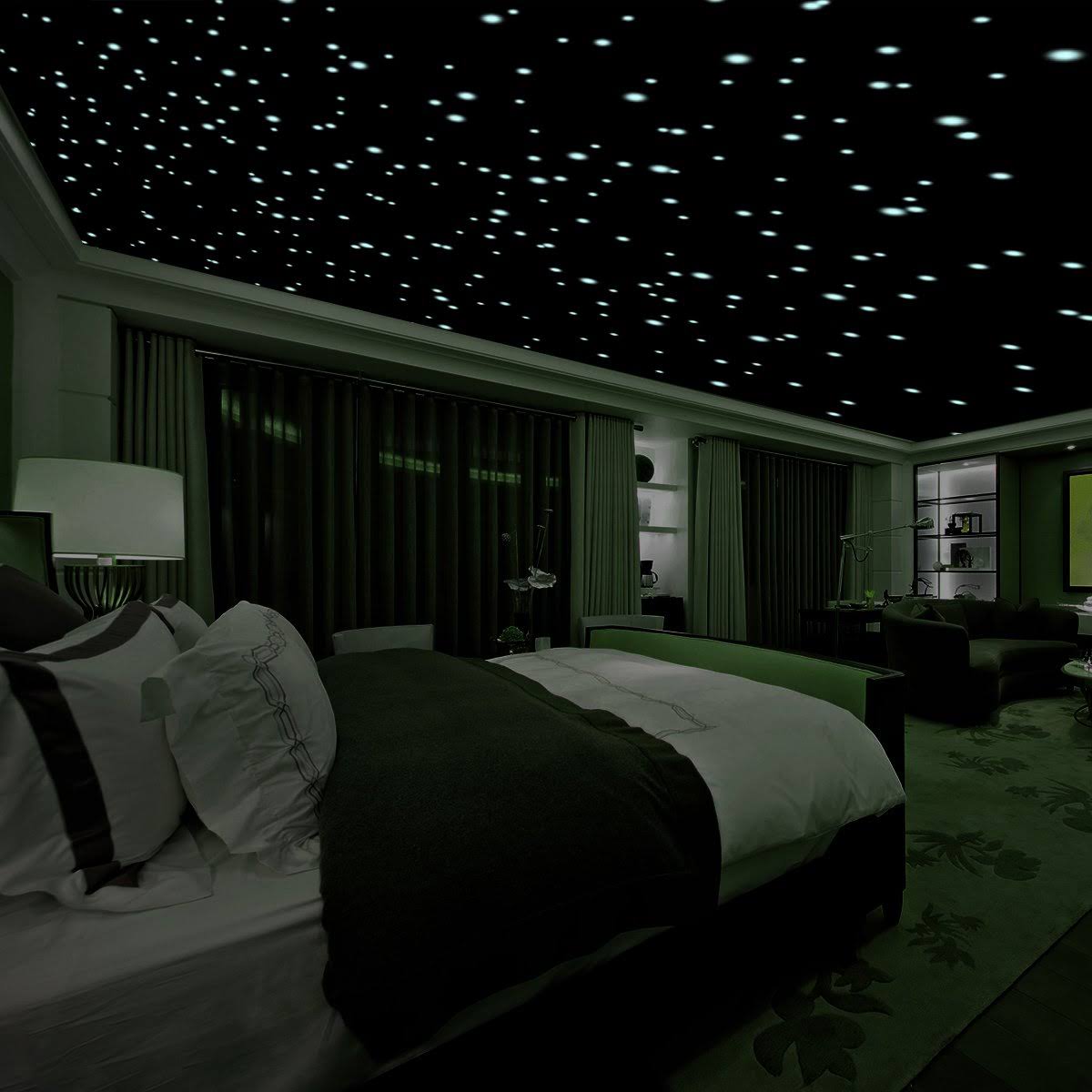 Realistic 3D Domed Glow in The Dark Stars 606 Dots for Starry Sky Perfect for Kids Bedding Room Gift 606 Stars Green