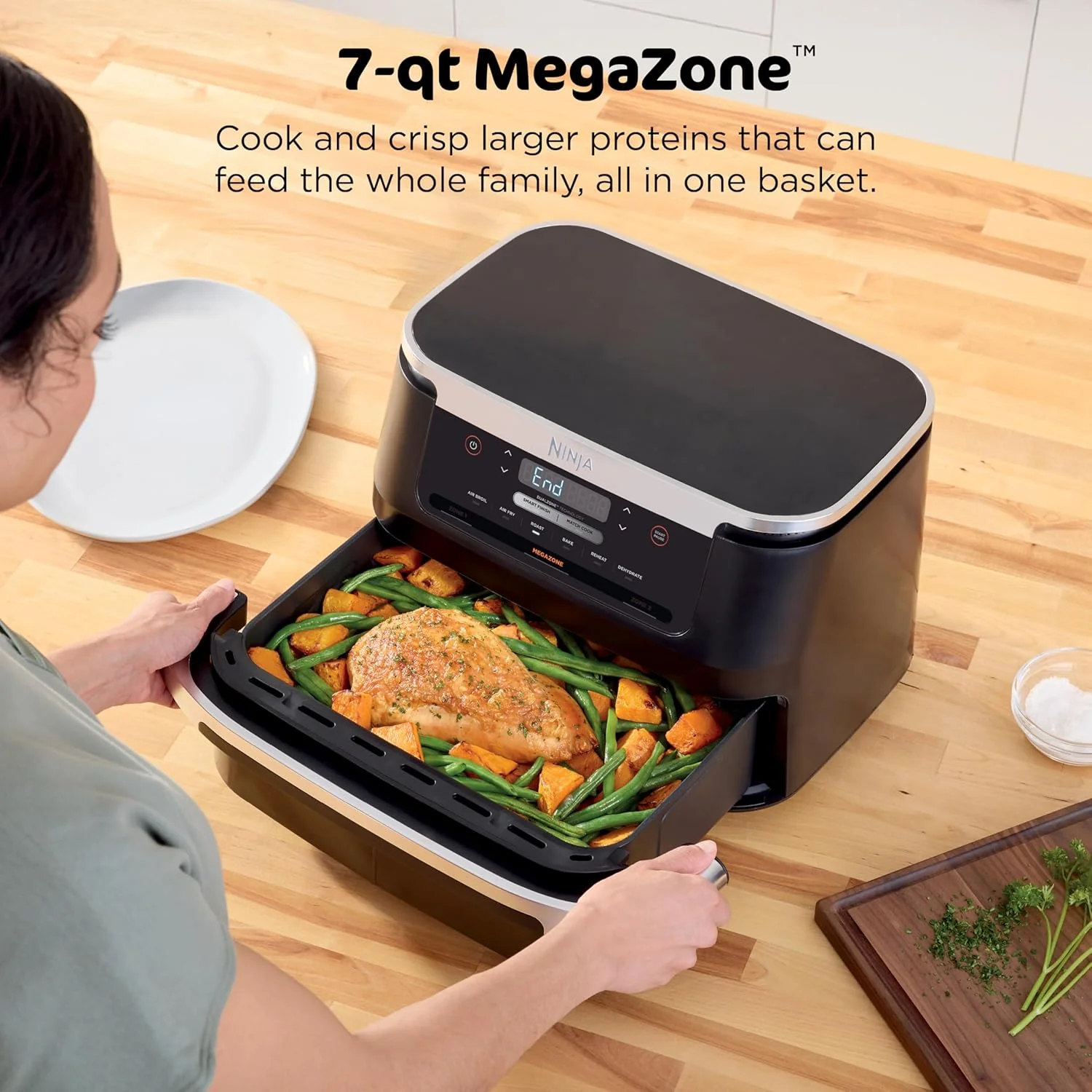Friteuse à air Ninja Foodi 6-en-1 FlexBasket avec MegaZone de 7 pintes et séparateur de panier