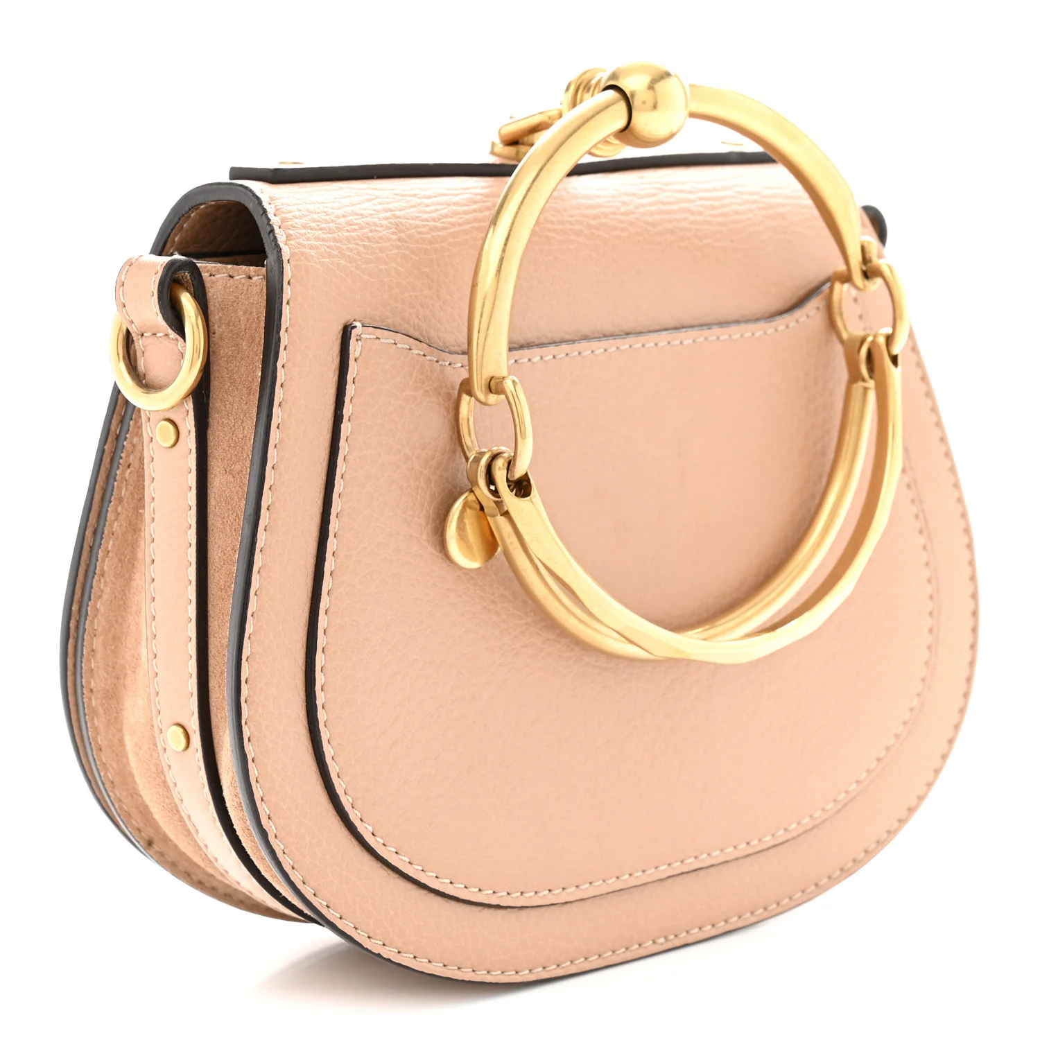 Calfskin Suede Small Nile Bracelet Bag Biscotti Beige