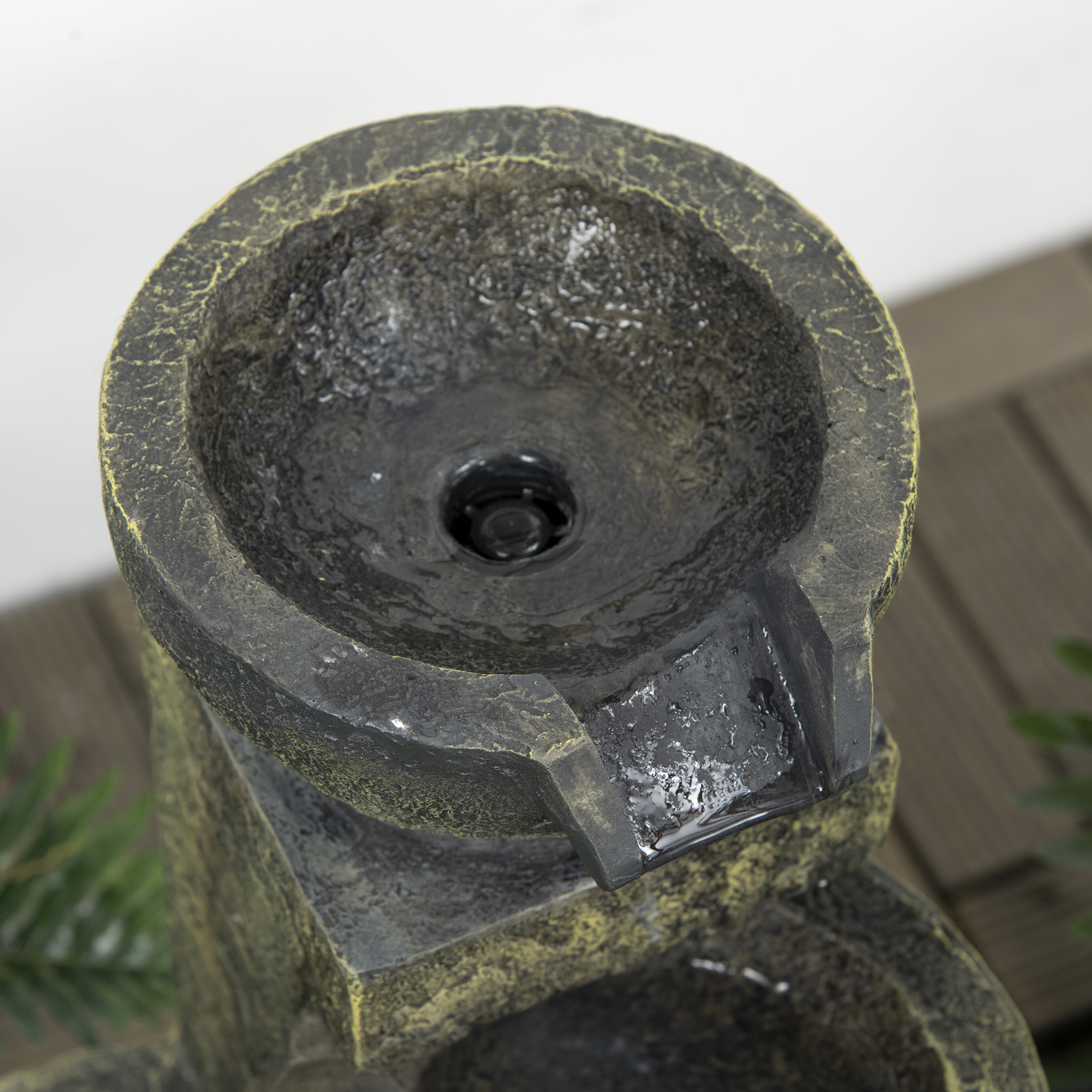 Outsunny Tuin fontein 25x24x60 cm, verstelbare stroom, 60 cm hoog, zwart