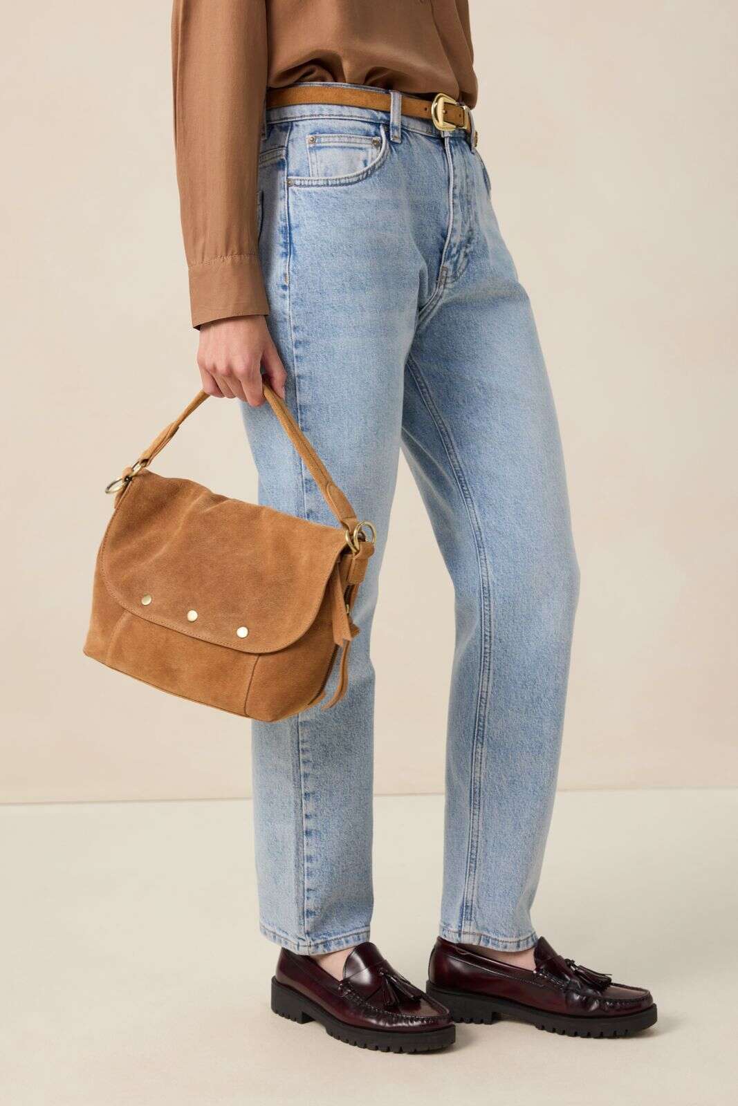 Lichtbruine crossbody tas