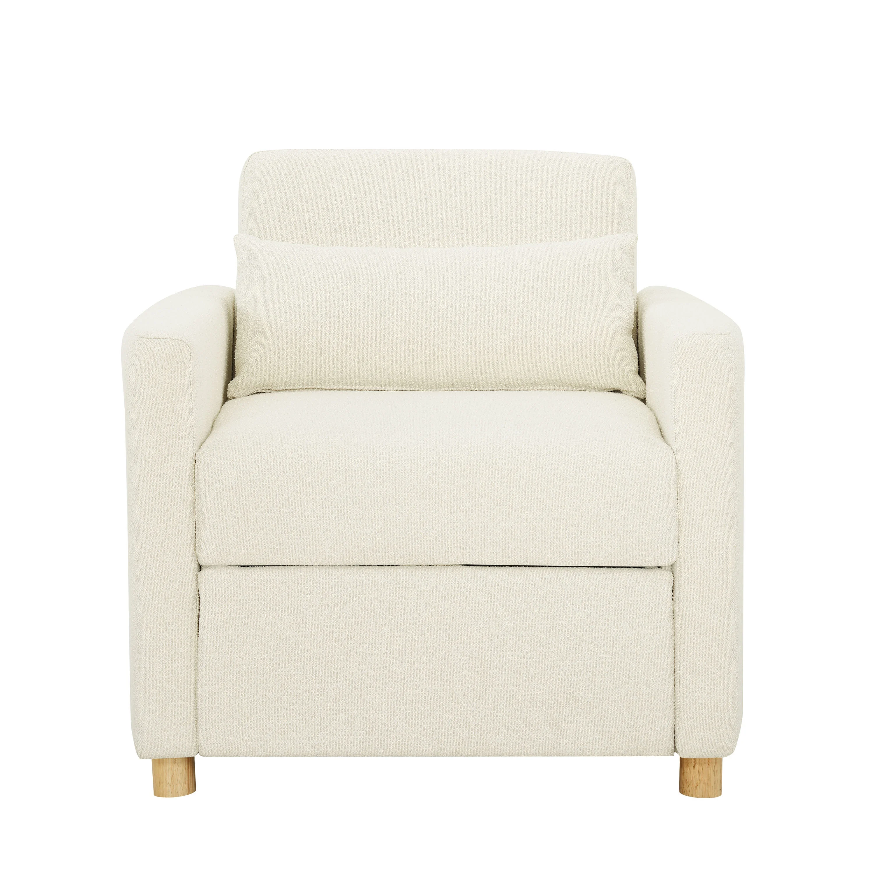 Carly Scandinavian Style Convertible Chair, Ivory Fabric(Ivory) - Image 2