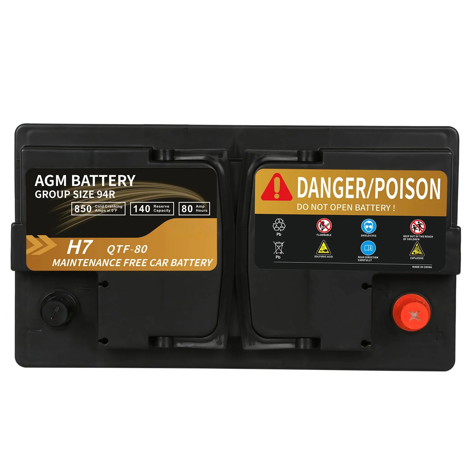 Platinum AGM Group 94R Battery, 12 Volt Rechargeable Automotive Batteries for Car, H7 850CCA 80Ah 140RC - Image 3
