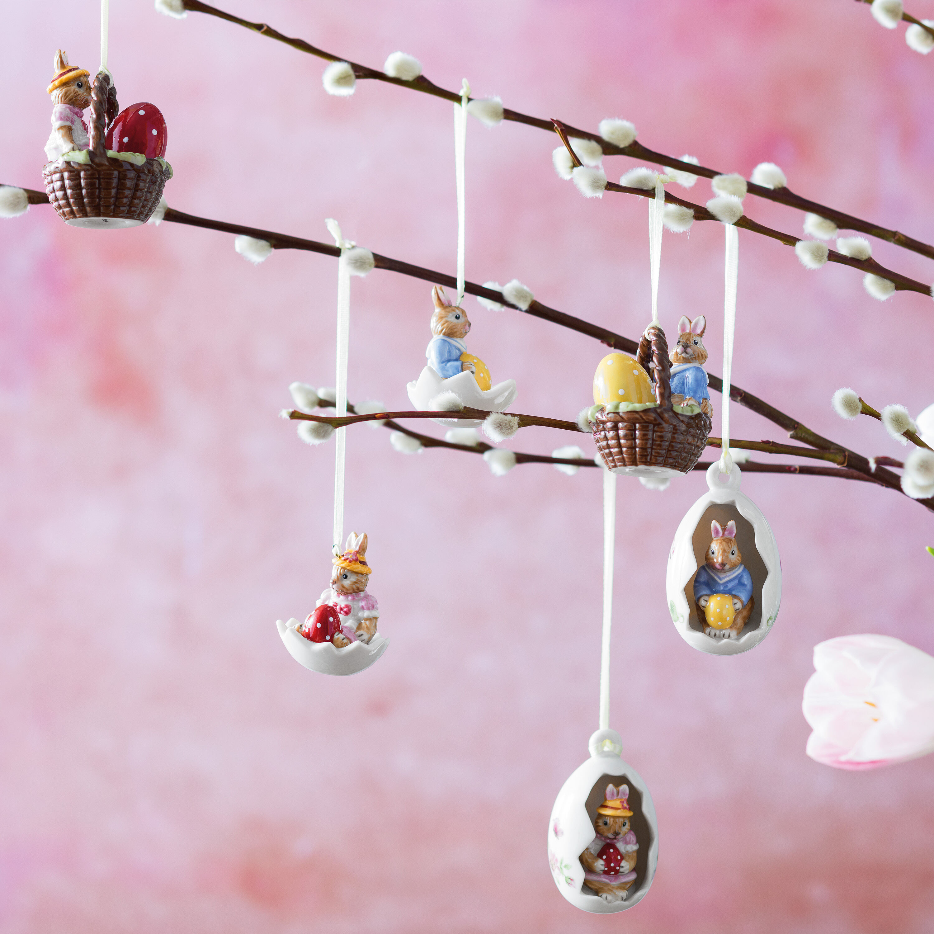 Bunny Tales Easter ornaments - Multi-colored, 1.8'' x 2.4'', porcelain
