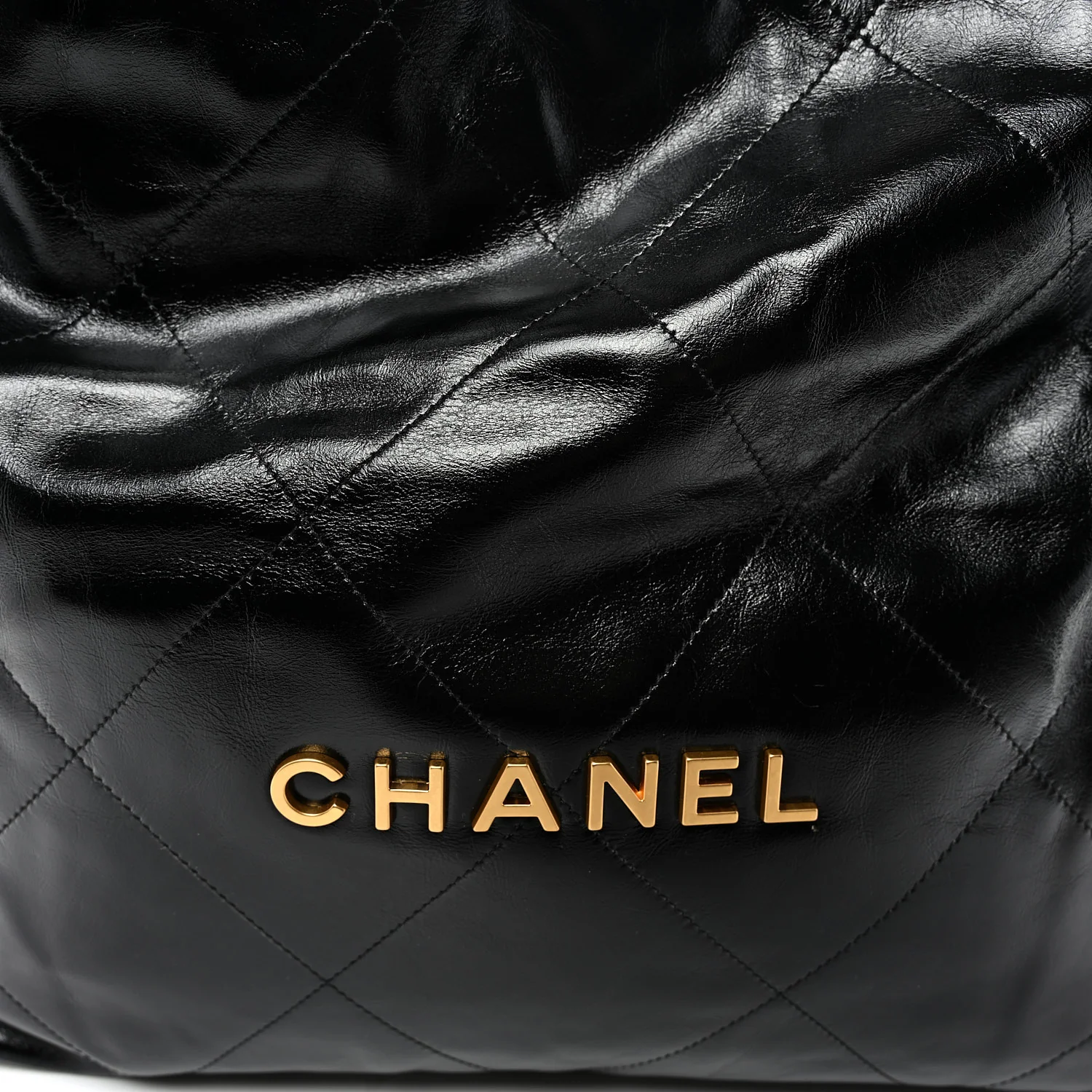 Shiny Calfskin Quilted Chanel 22 Black
