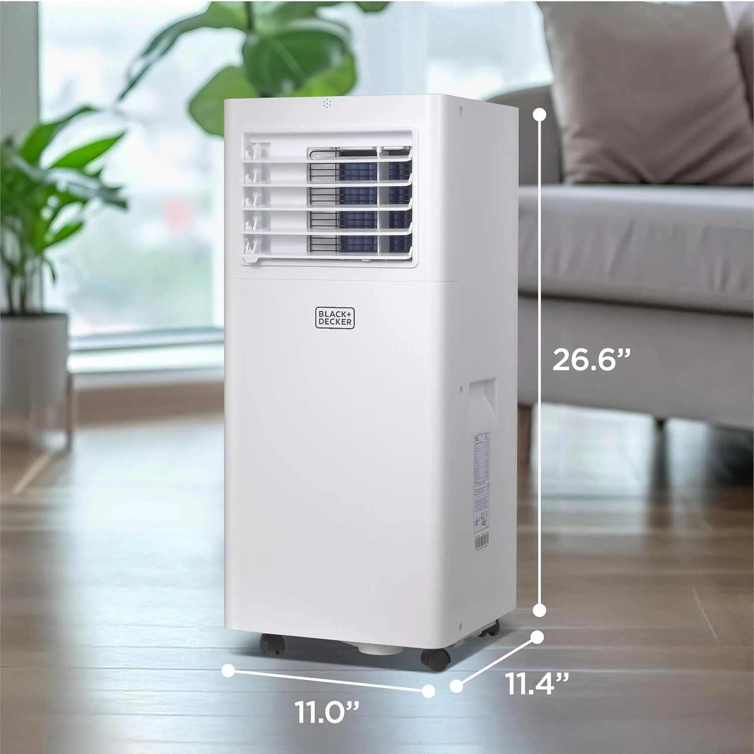Climatiseur portable BLACK+DECKER, 8 500 BTU (5 100 BTU SACC) pour pièces jusqu'à 350 pi², avec télécommande multifonctions et kit fenêtre, BPACT05SM, blanc
