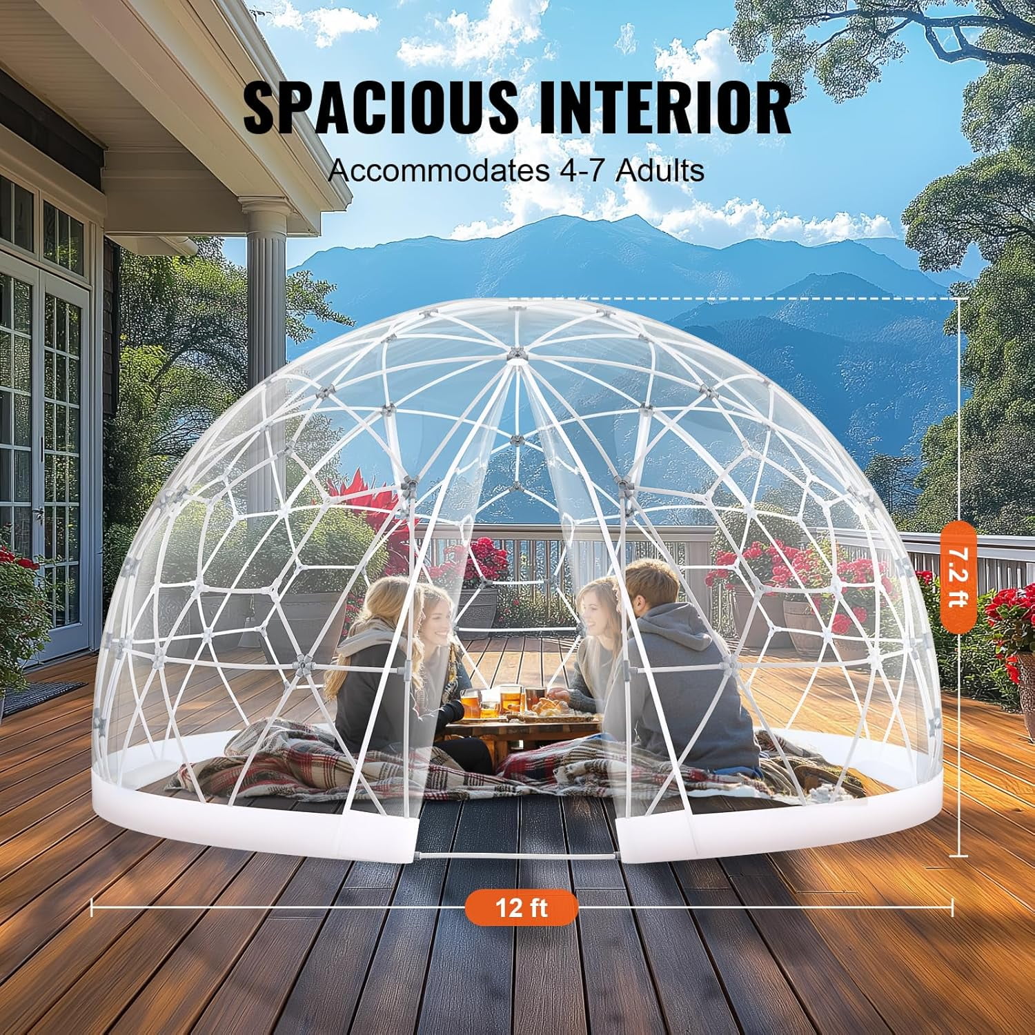 Garden Dome Tent House, Upgraded Garden Tent with PVC Transparent Cover and Window, Waterproof Outdoor Geodesic Dome Camping Shelter for Patio - Image 6