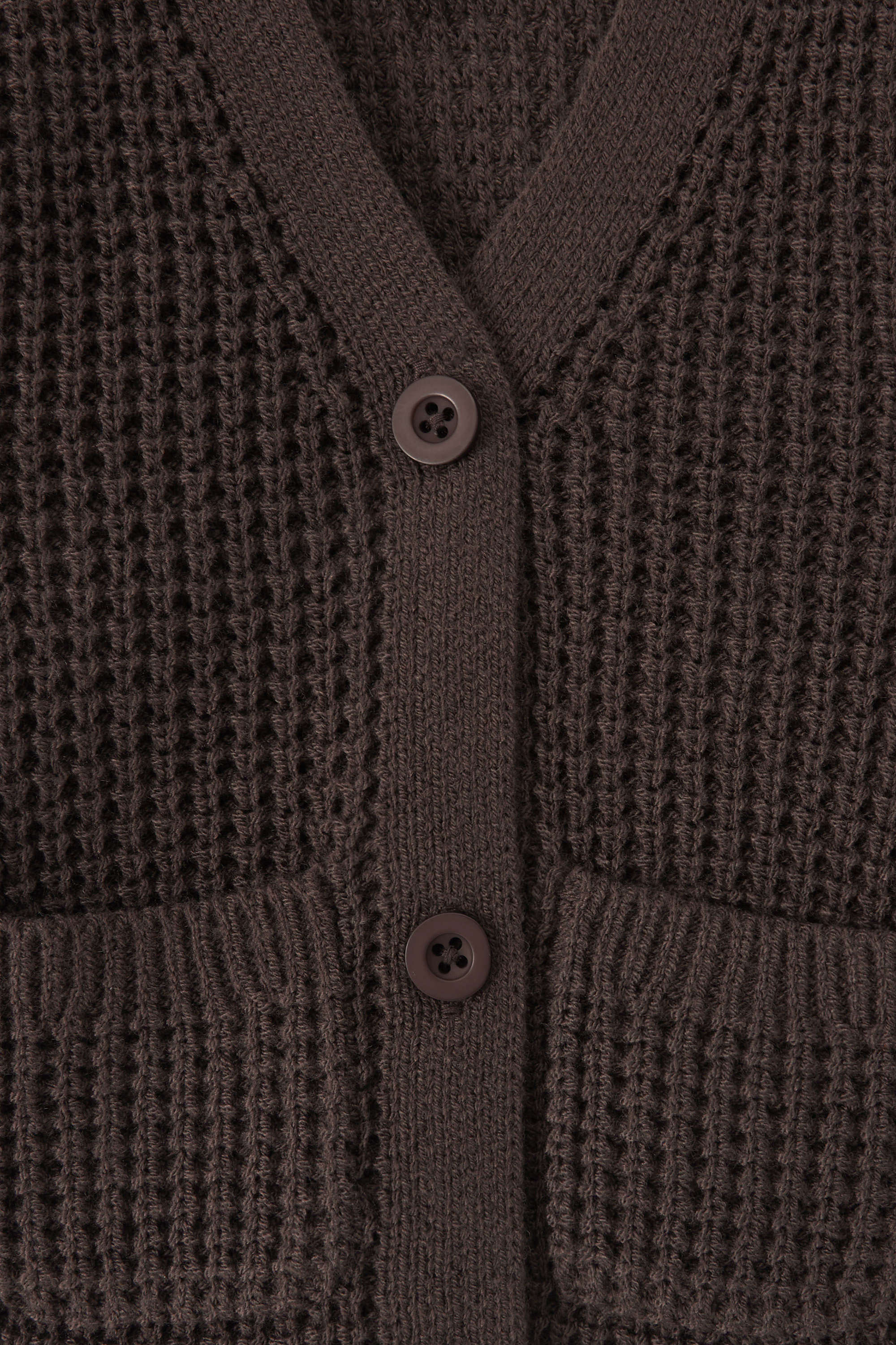 Chunky Knit Waffle Cardigan in Espresso