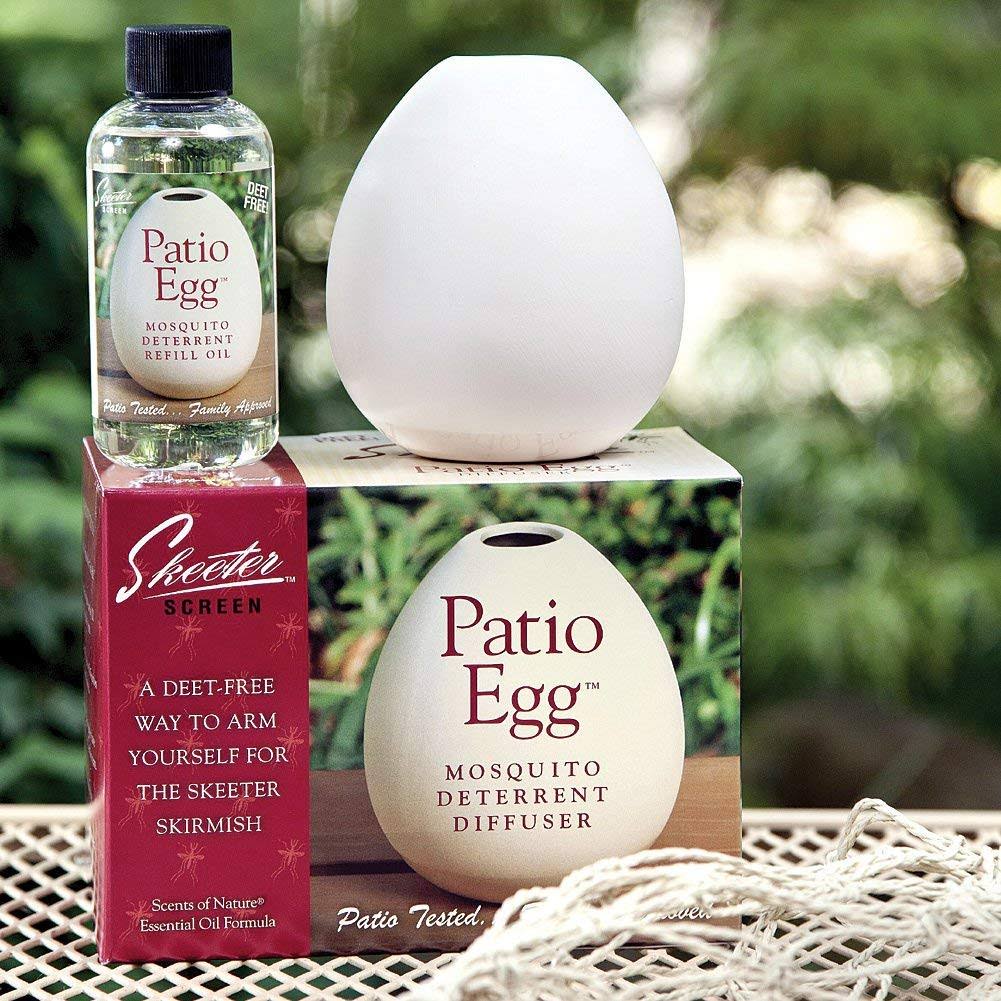 Skeeter Screen Patio Egg - Mosquito & Insect Deterrent & Diffuser: Includes Essential Oils