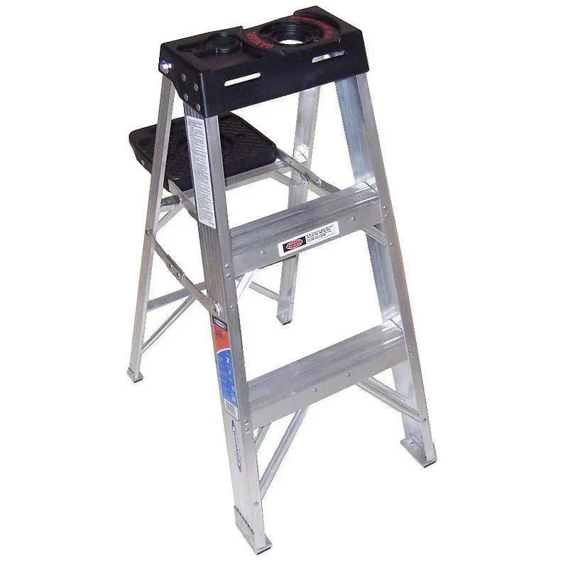3 ft Aluminum Stepladder, 300 lb Capacity, Slip-Resistant Steps, Tool Tray