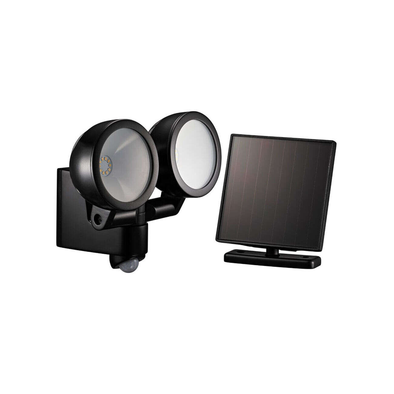 Projecteur LED solaire détecteur de mouvement 2 spots ronds