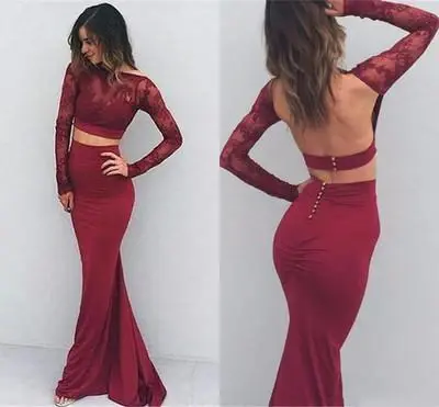 Two Pieces Backless Sexy Long Prom Dresses For Women stunning  DM136