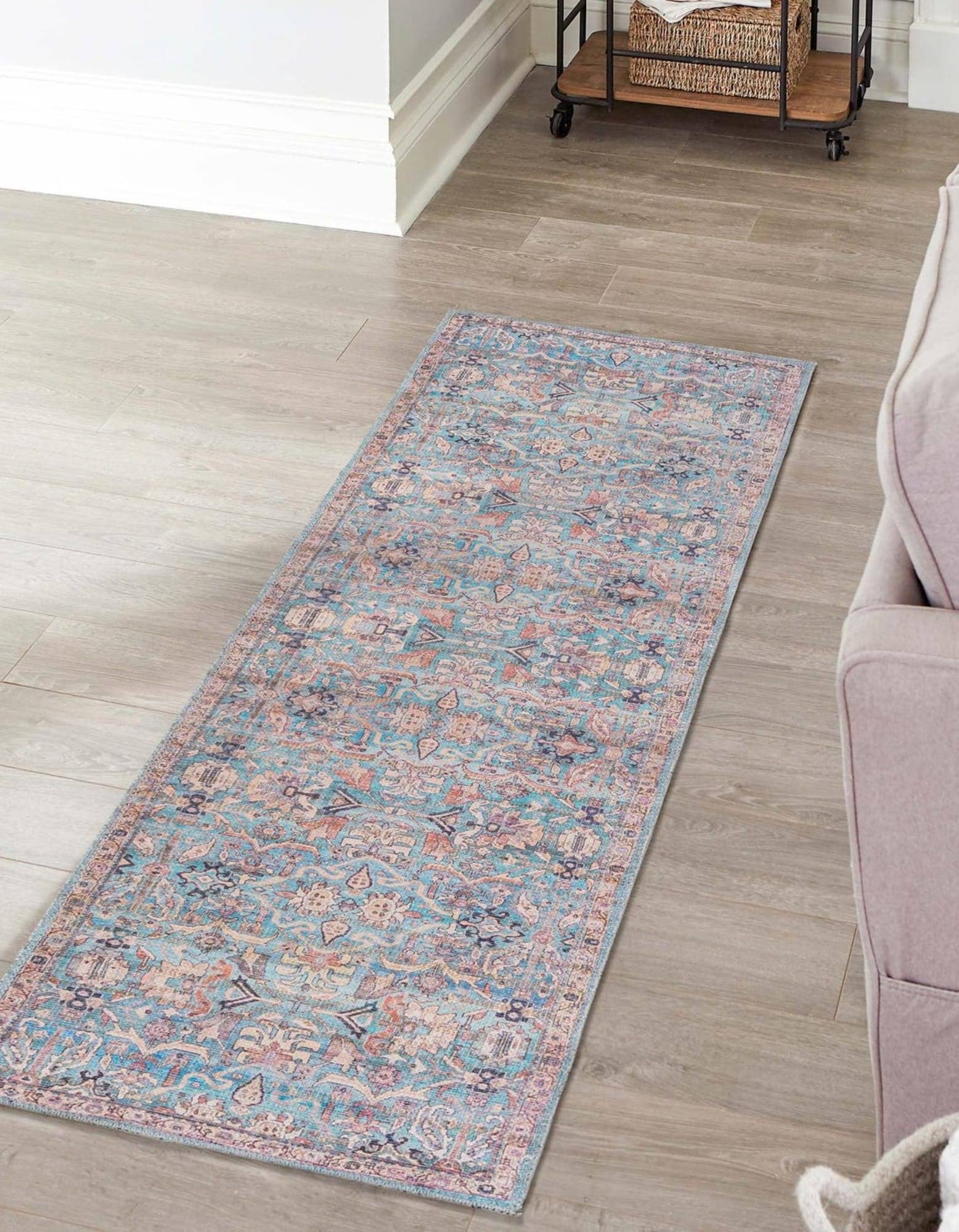 Unique Loom Nostalgia Wasahable 6 ft Runner Blue Area Rug