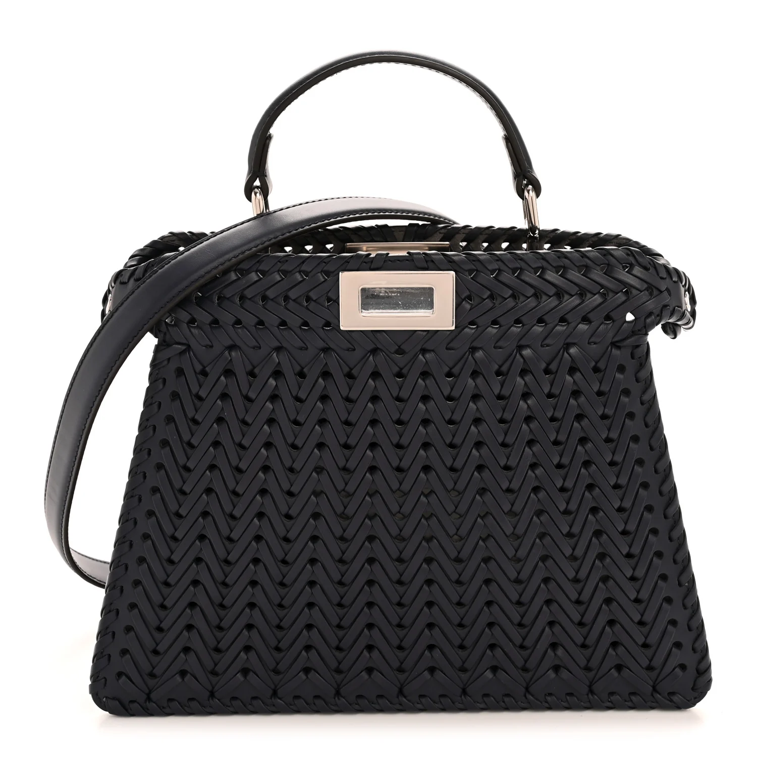 Vitello King Shiny Nappa Intreccio Petite Peekaboo I SEE U Satchel Midnight