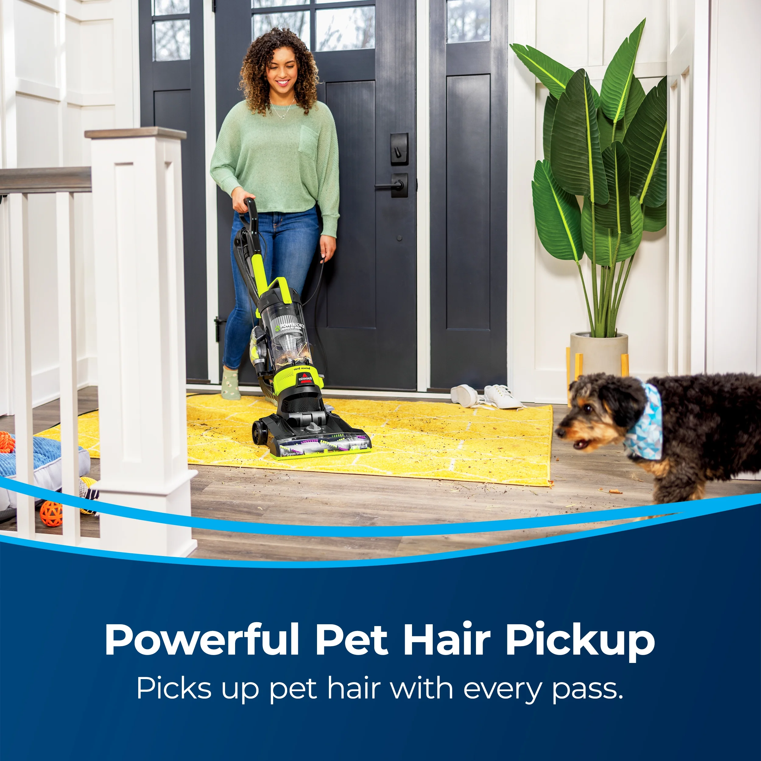 Bagless Upright Vacuum, PowerForce Helix Rewind, Pet Deluxe, Live Extension Wand, ScatterFree Tech, Pet TurboBrush, Dusting Brush, Crevice Tool, XL Dust Cup, and Corded Rewind, 3335, Green Image 3