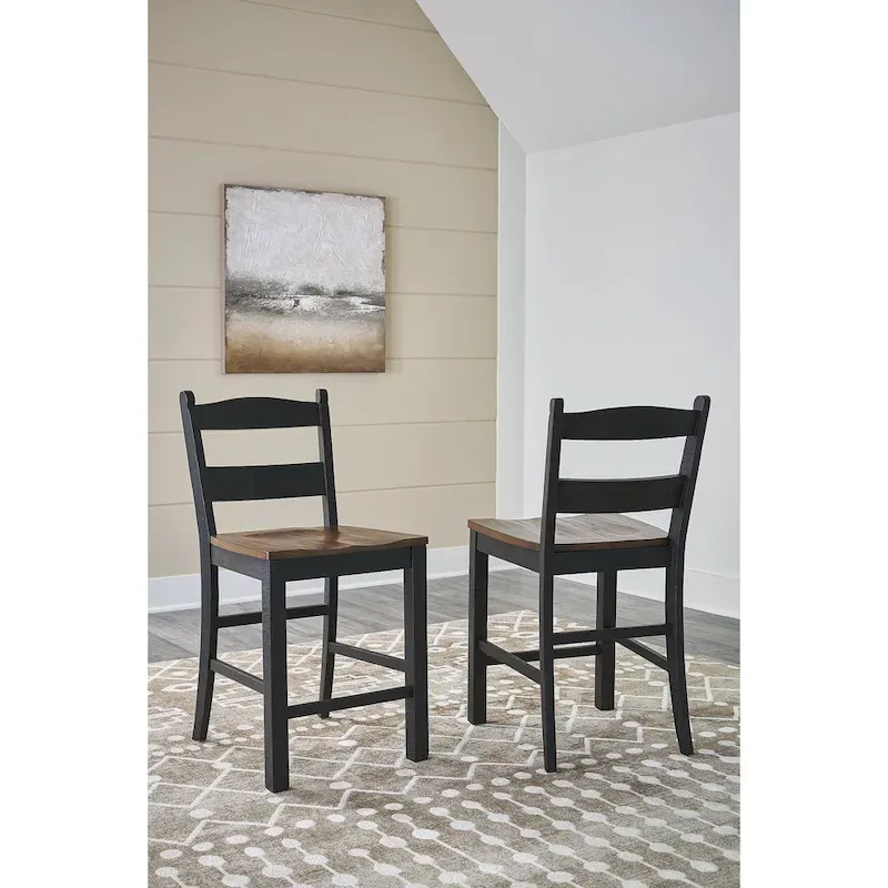 Signature Design by Ashley Valebeck Black and Brown Counter Height Barstool - Dimensions: 20W x 22D x 39H