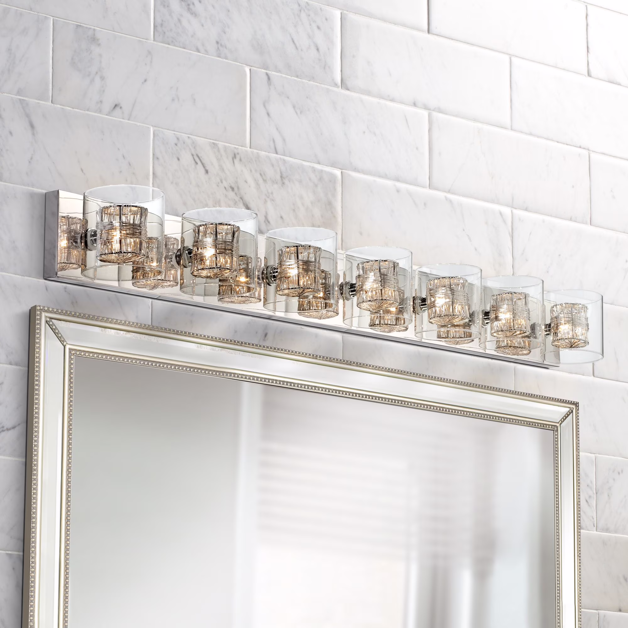 Possini Euro Design 3-Light Chrome Dimmable Vanity Light with Clear Glass Shades(3-light)