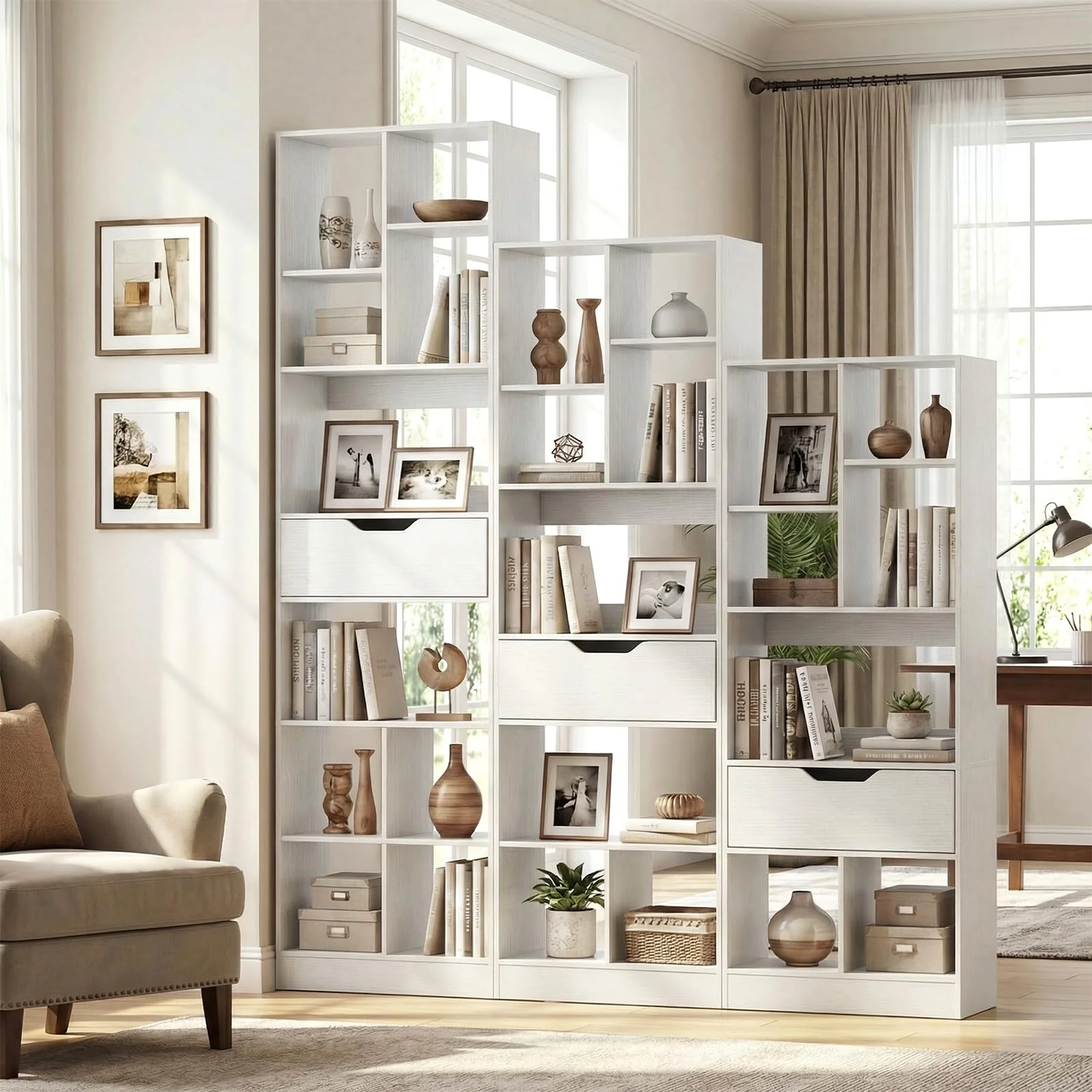 Tangkula 51” Tall Open Bookcase with Drawer(1/2)