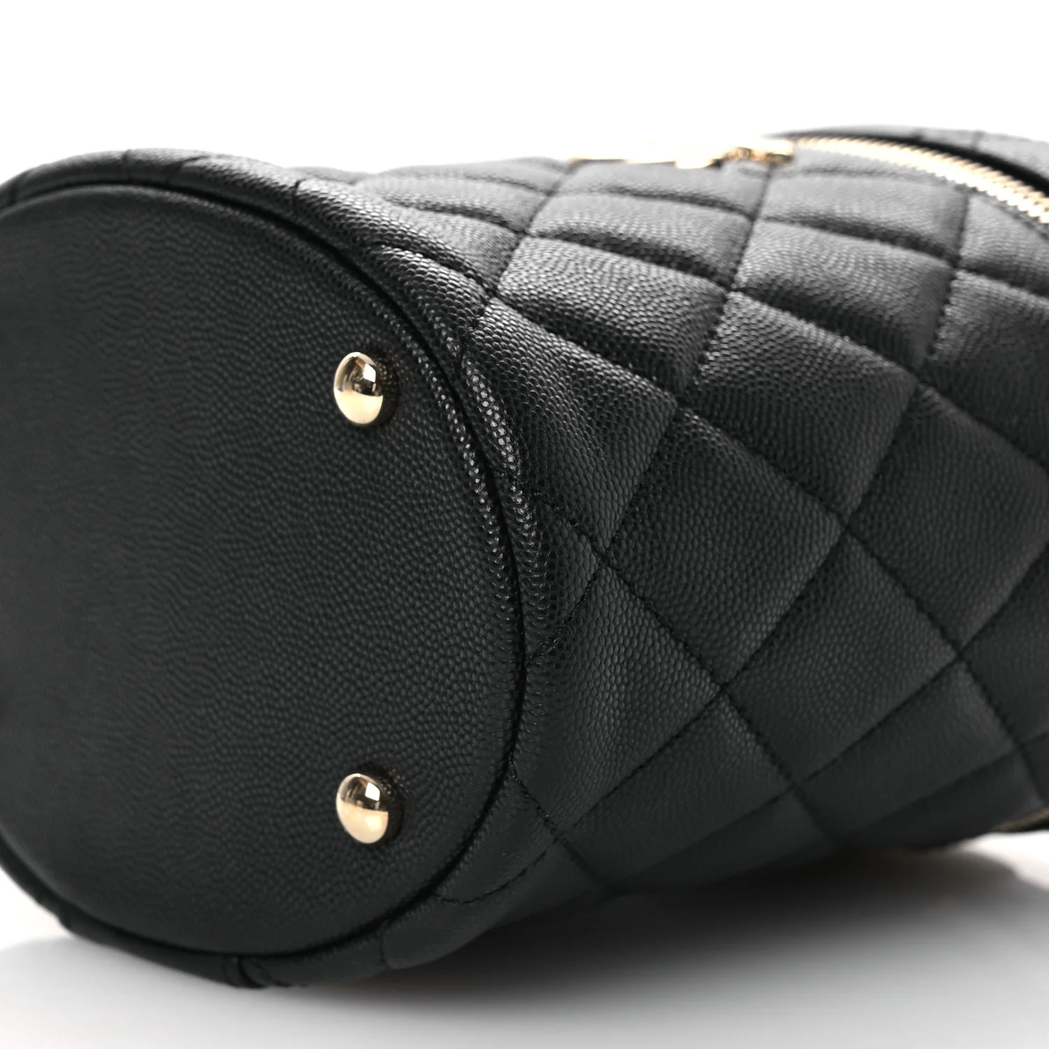 Caviar Quilted Top Handle Vanity Case Black