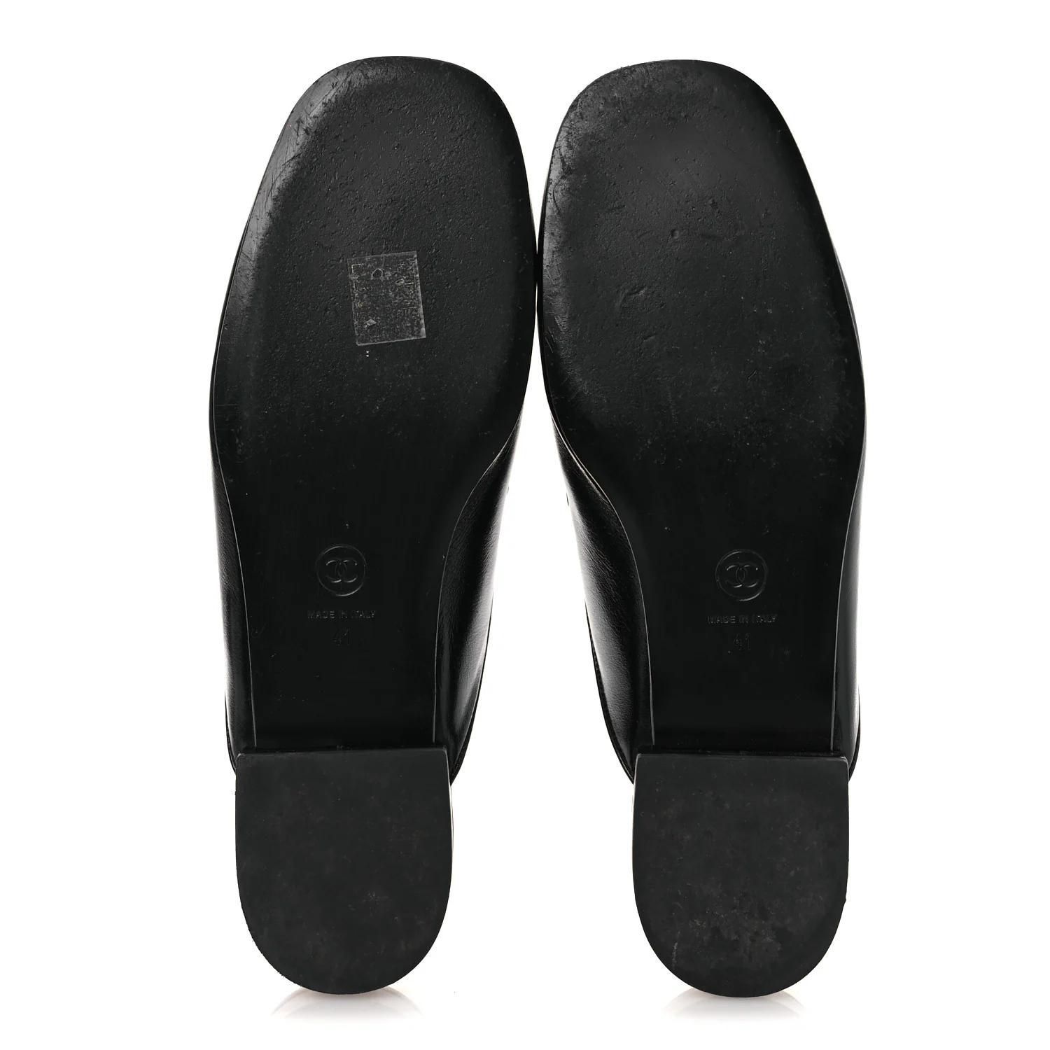 Shiny Calfskin Crystal CC Mules 41 Black