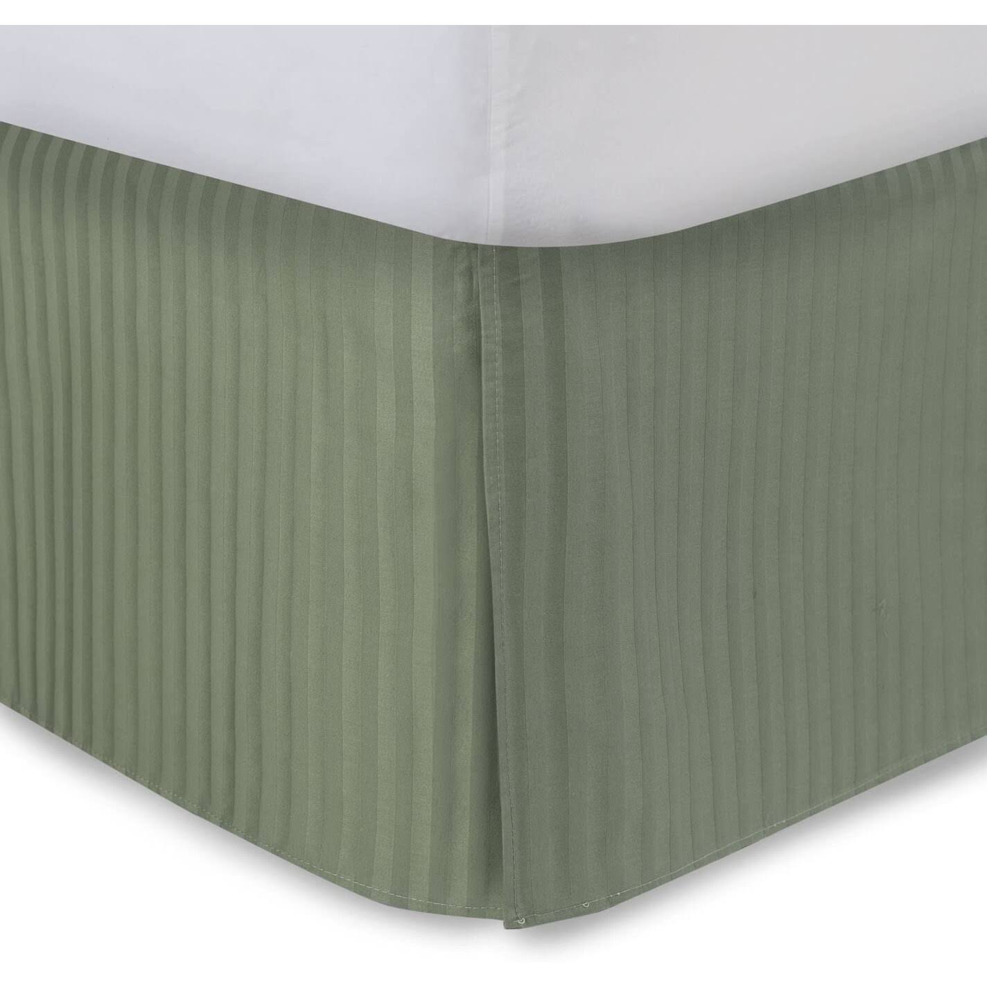 Tailored Bed Skirt, Pleated Sateen Striped Dust Ruffle with Split Corners - Full - 14