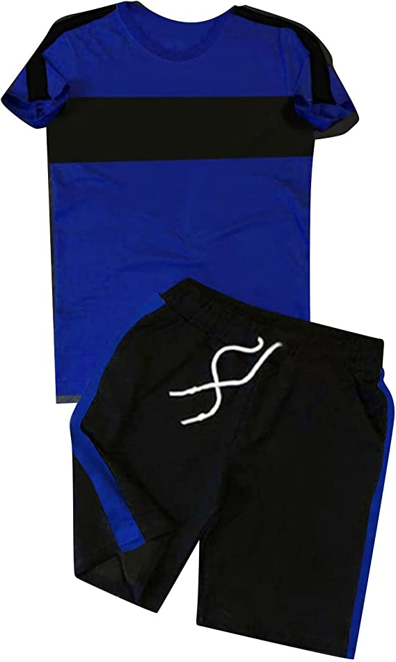 Ensemble short et short pour homme Suitmens, imprimé colorblock simple, référence 076