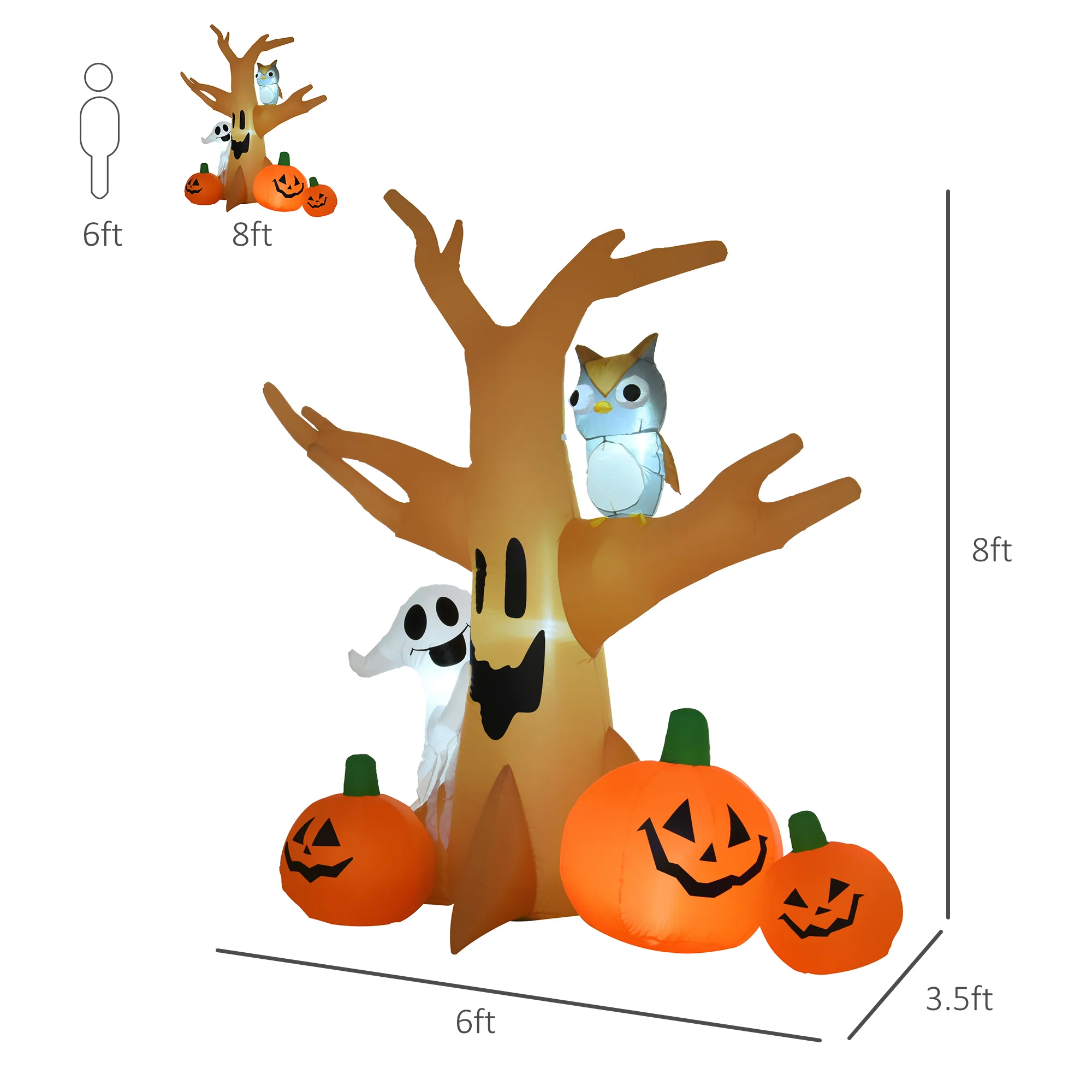 AECOJOY 7.5' Tall Lighted Halloween Inflatables Outdoor Decorations Haunted Tree