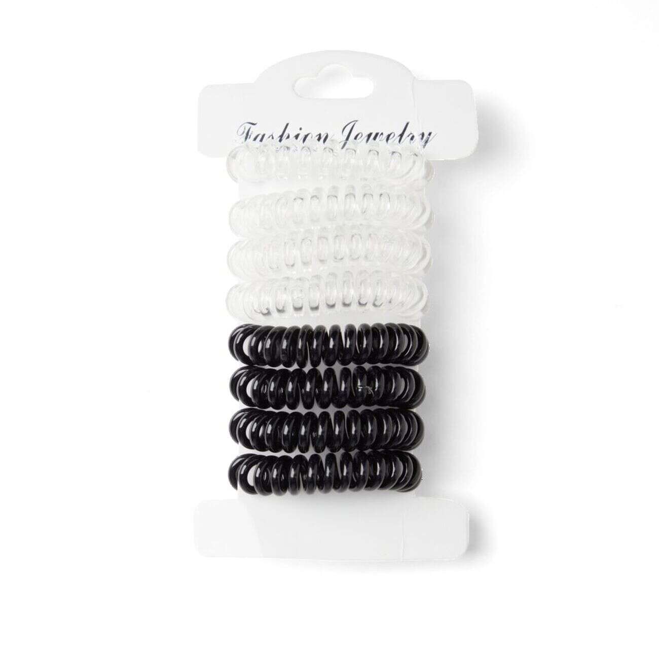 Lot de 8 élastiques à cheveux spirale caoutchouc 3 coloris