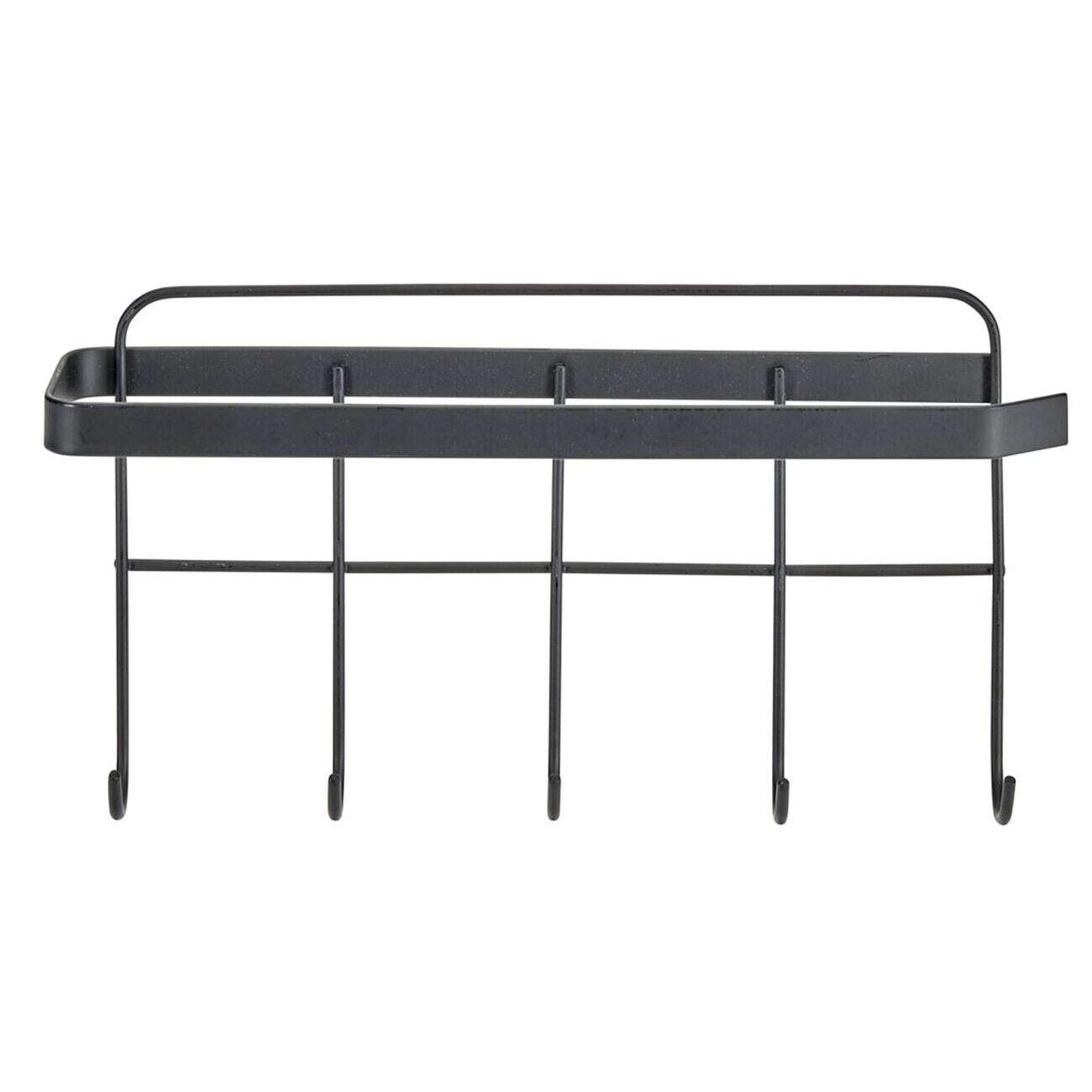 Porte torchon mural 5 crochets métal noir 24x16xH13cm