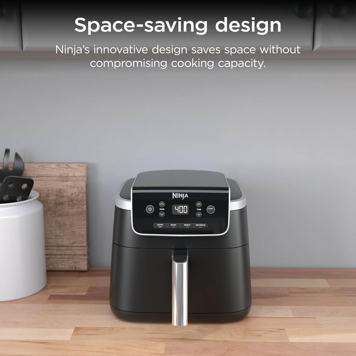 Ninja Air Fryer Pro, 5 Qt, 4-in-1, Gray, AF141| Air fry, roast, reheat, dehydrate, 1750W, 400F max, Fits 4 lbs fries, Nonstick basket, Dishwasher-safe