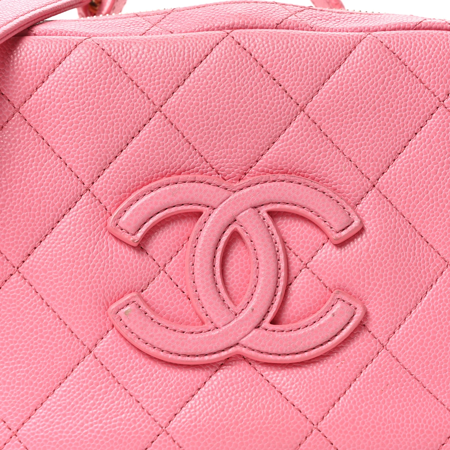 Caviar Quilted CC Small Top Handle Vanity Case Pink