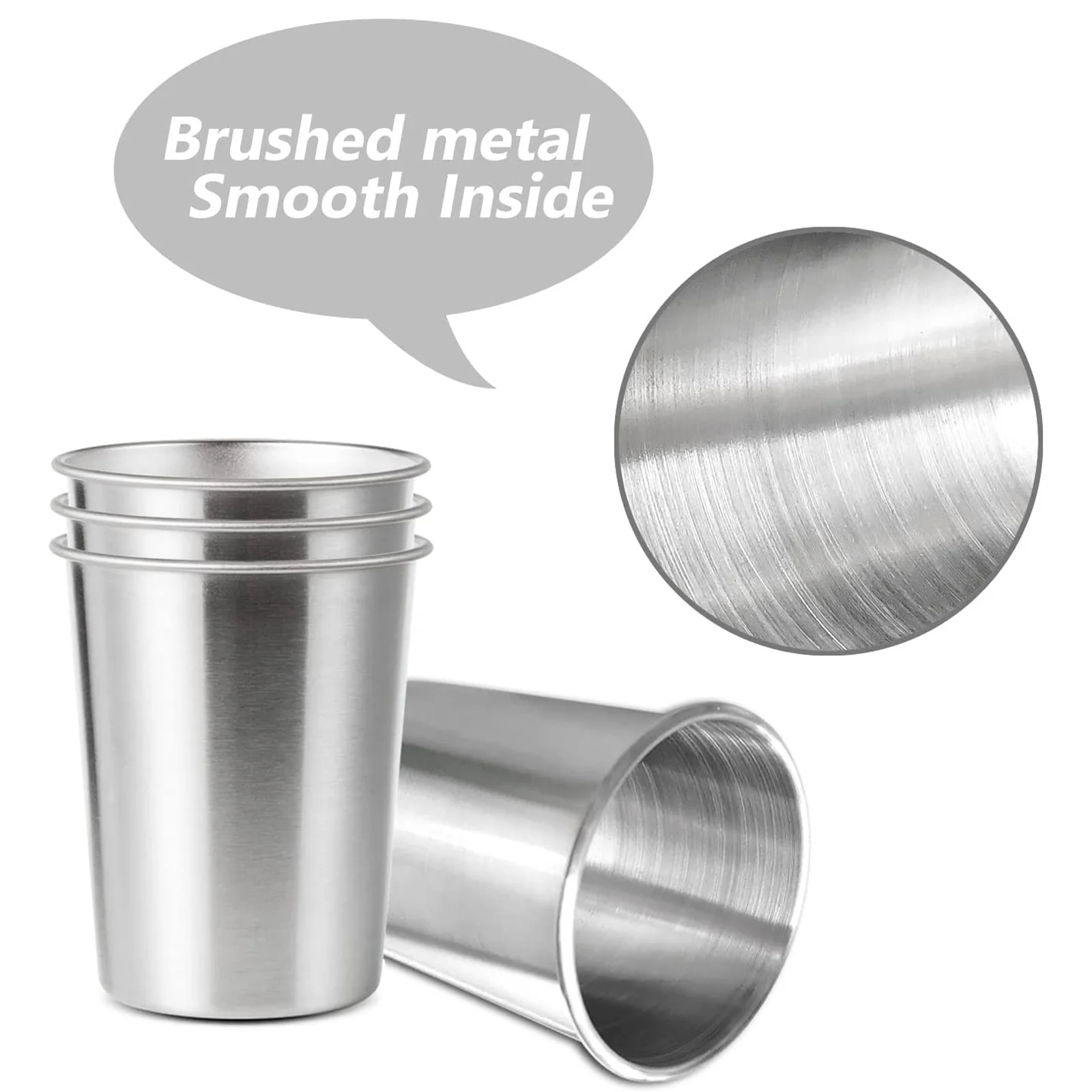 Lot de 4 tasses de 500 ml en acier inoxydable avec étui en cuir